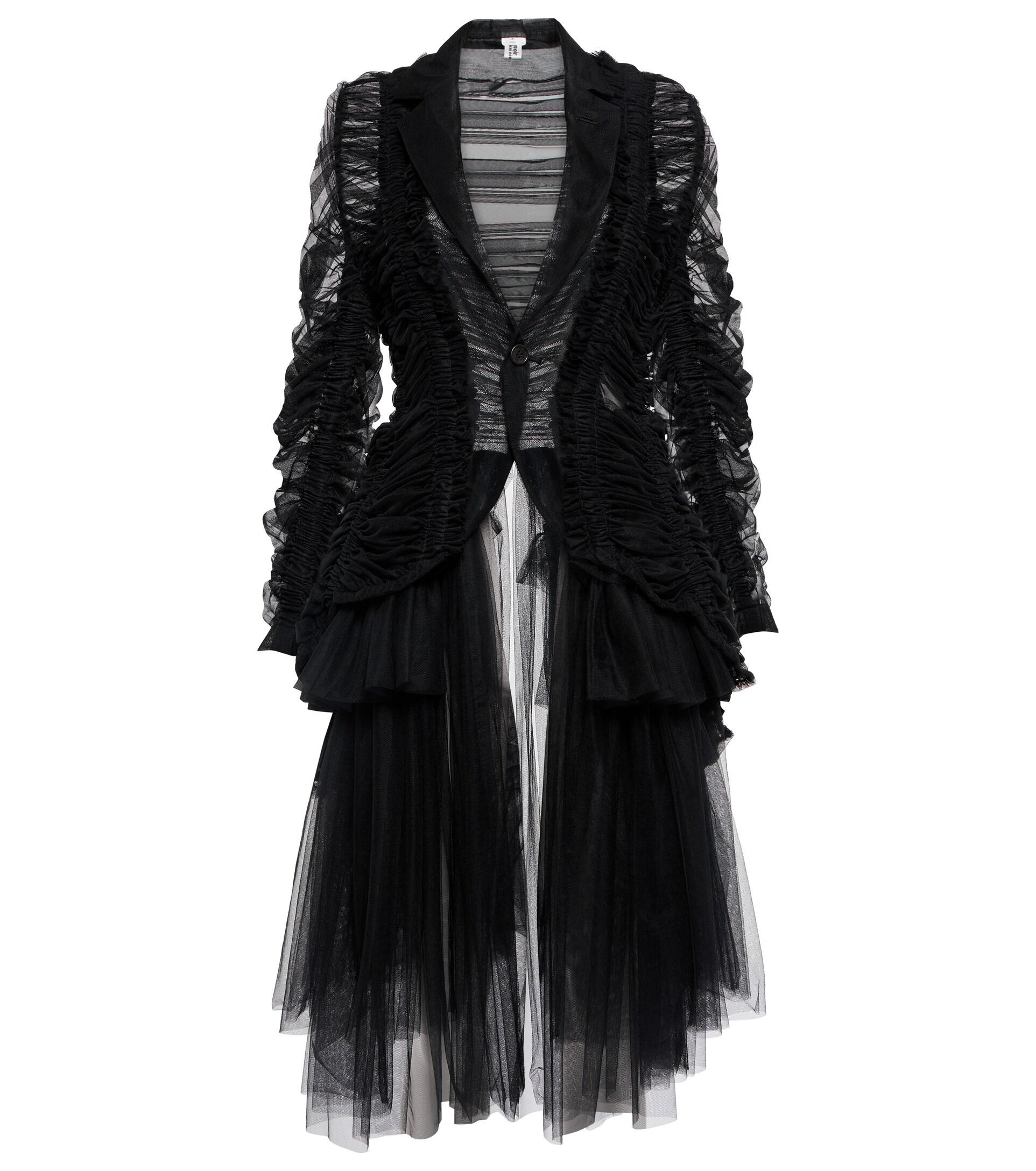 Noir Kei Ninomiya Ruched Tulle Blazer Dress in Black | Lyst