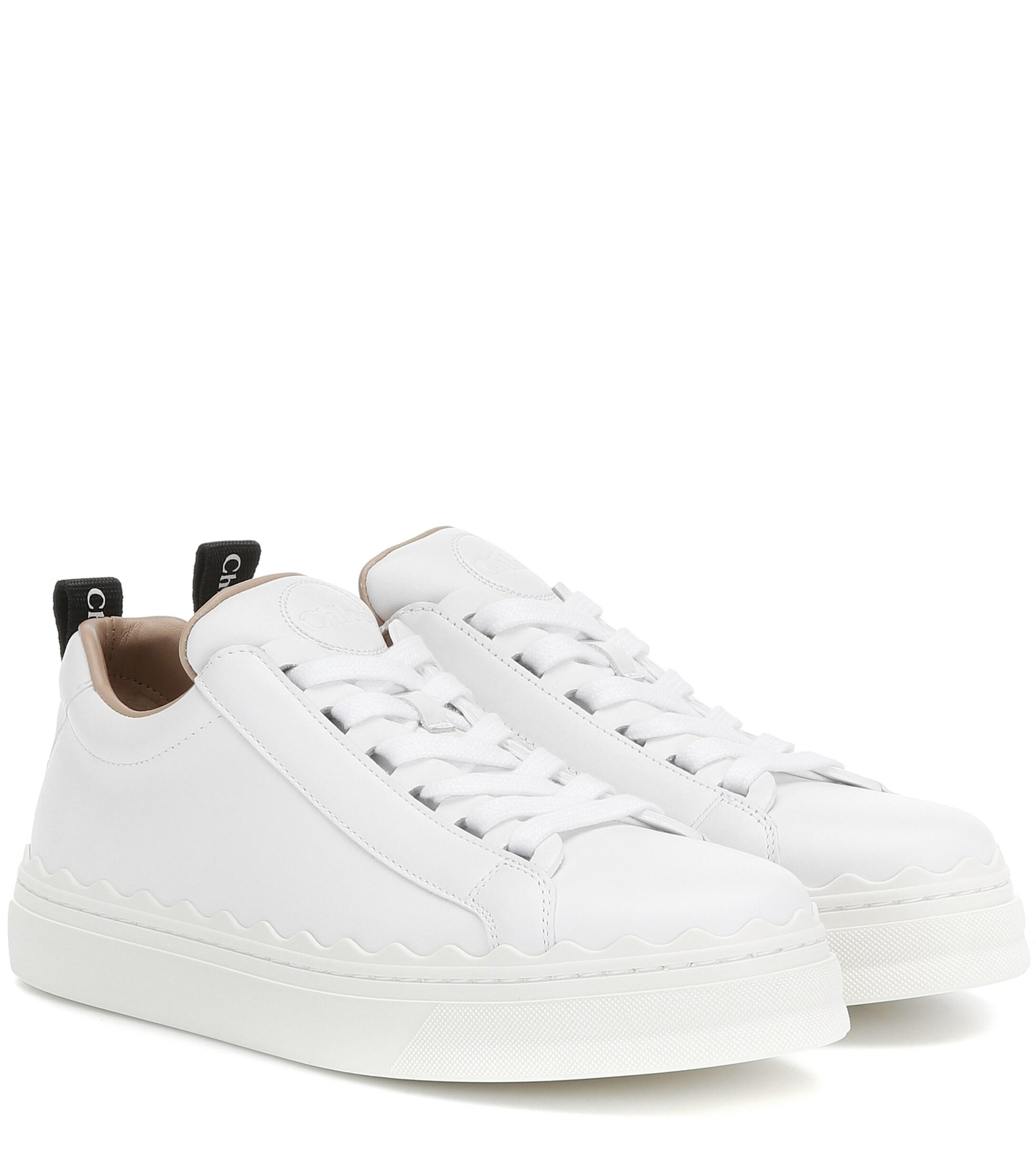 Chloé Lauren Leather Sneakers in White - Lyst