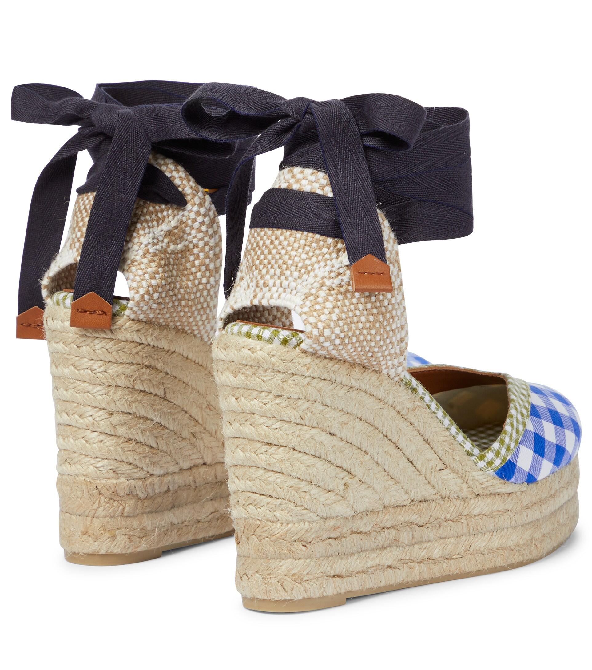 Castañer Rubber Cosmos Gingham Espadrille Wedges in Blue | Lyst