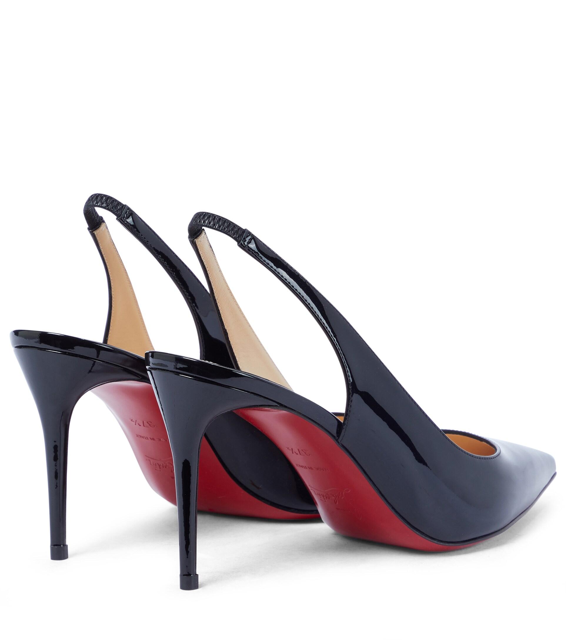 Christian Louboutin Kate Sling 80 Patent Leather Pumps in Black | Lyst