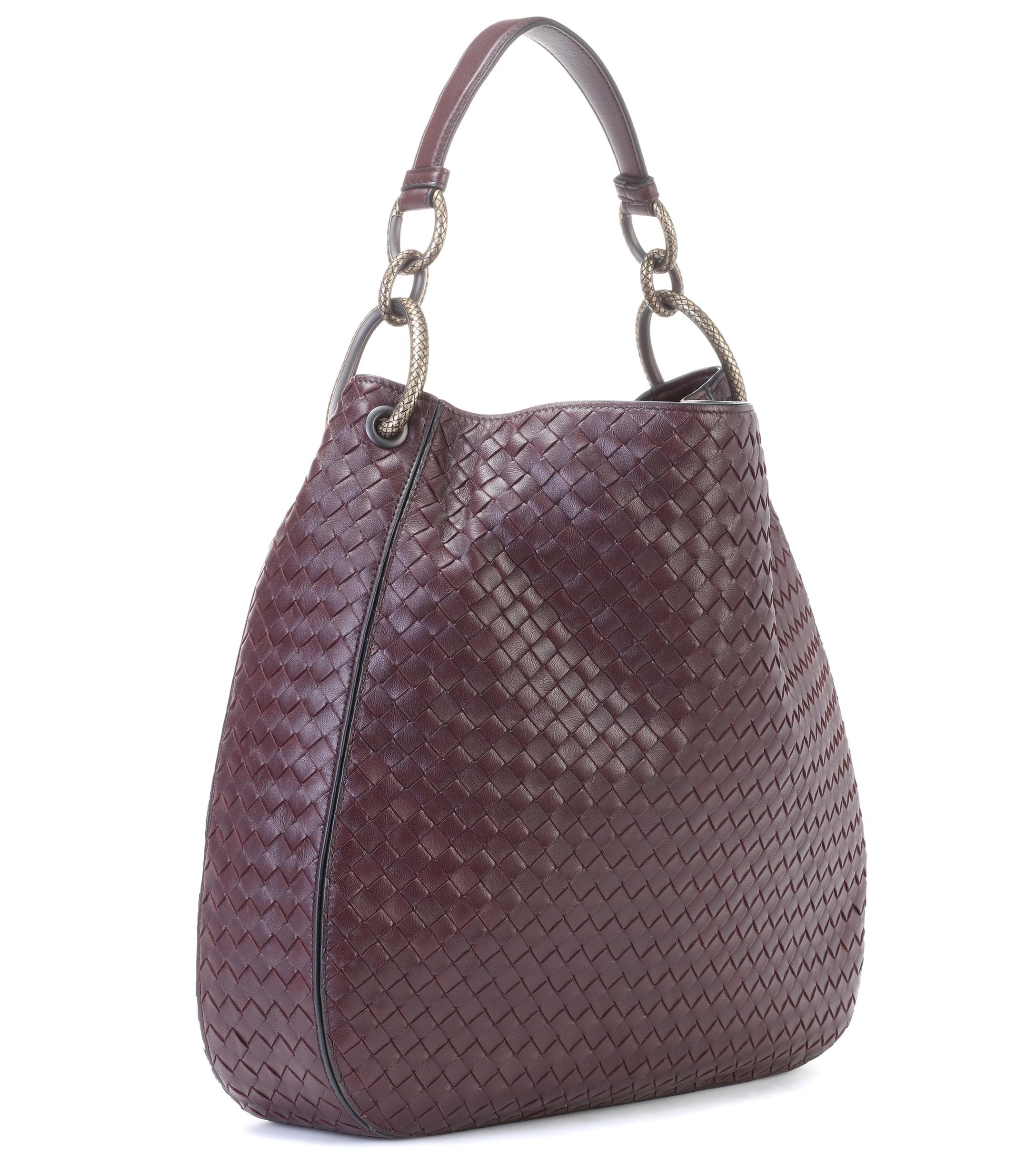Bottega Veneta Loop Intrecciato Leather Shoulder Bag in Purple - Lyst