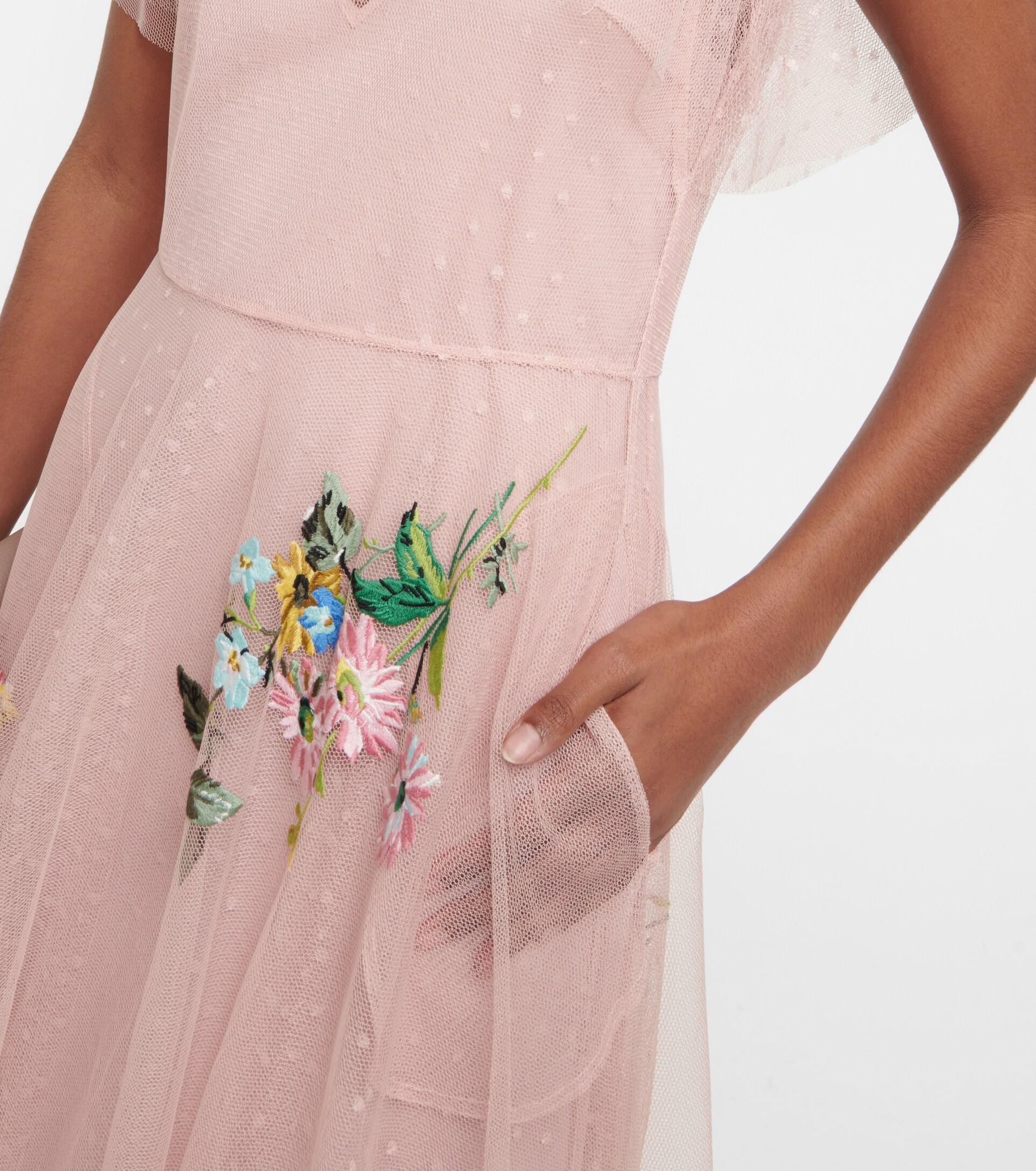 Samarbejdsvillig forværres efterskrift RED Valentino Floral Tulle Midi Dress in Pink | Lyst