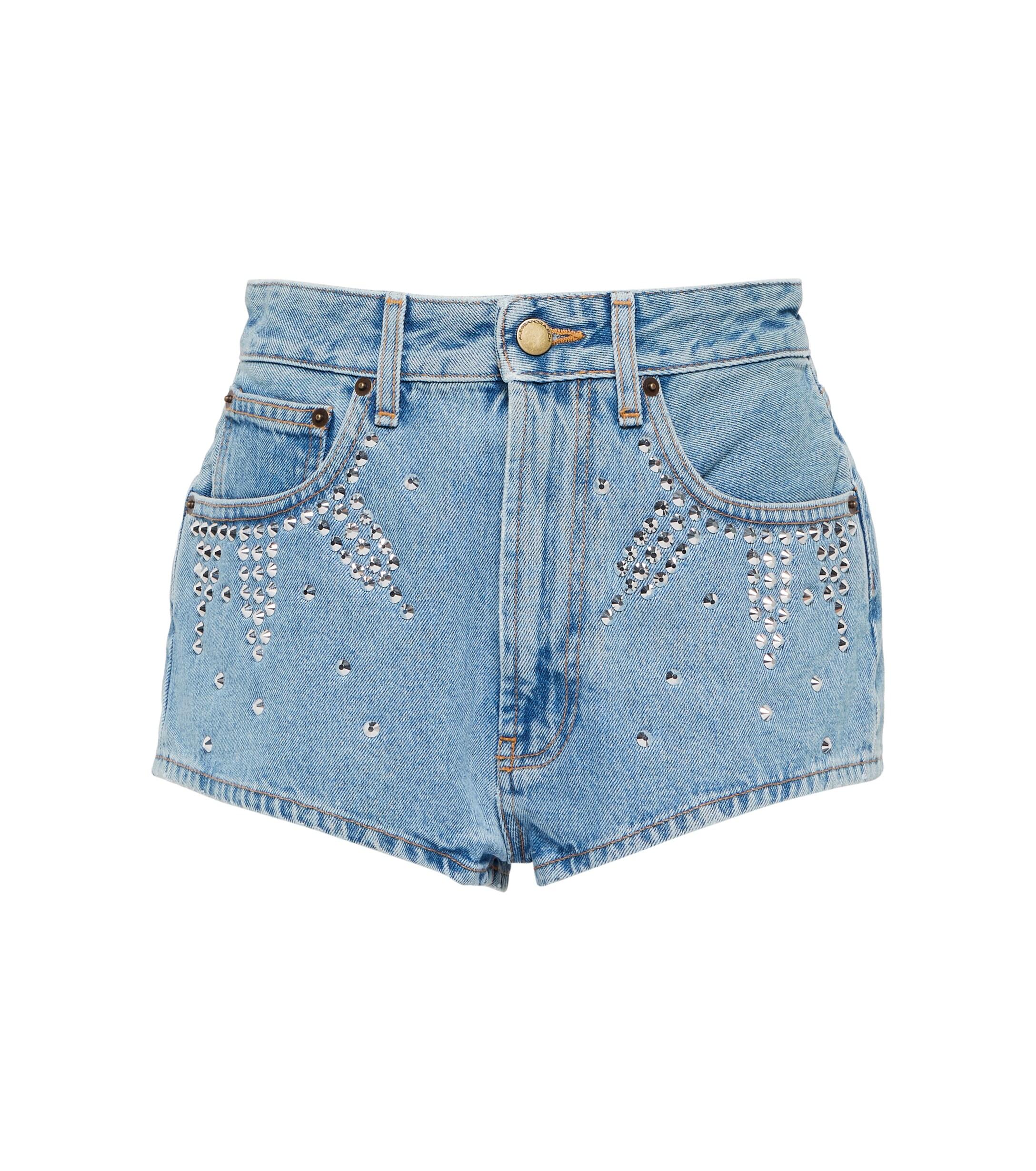 Alessandra Rich Minikleid Aus Baumwolldenim in Blau Damen Bekleidung Kurze Hosen Jeans-Shorts und Denim-Shorts 