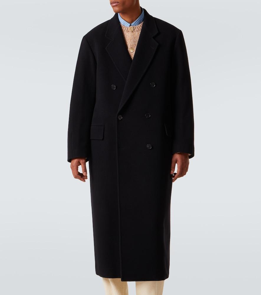 AURALEE Double-Breasted Wool Mosser Coat in Black for Men | Lyst UK