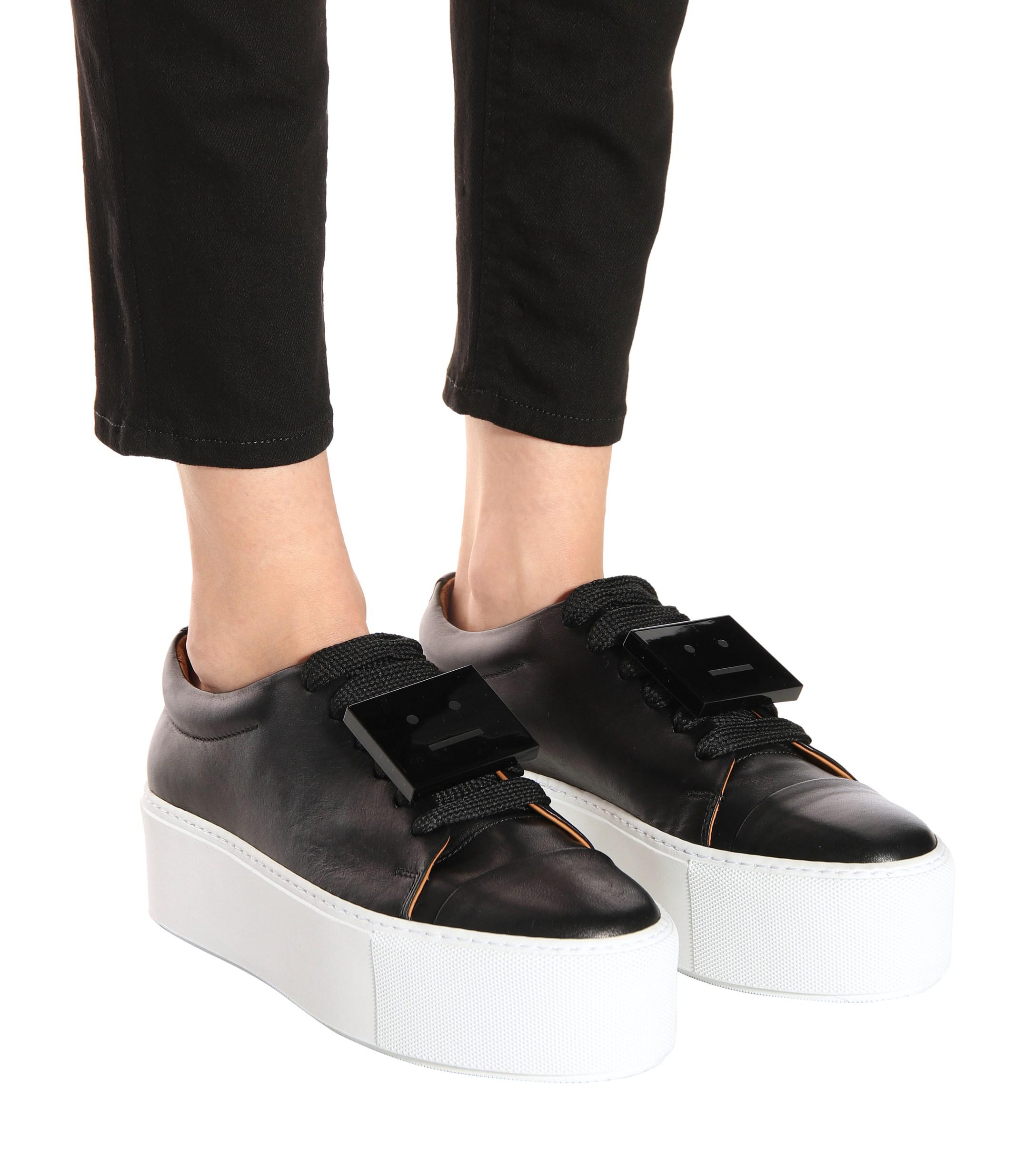 Acne Studios Drihanna Platform Leather Sneakers in Black - Lyst