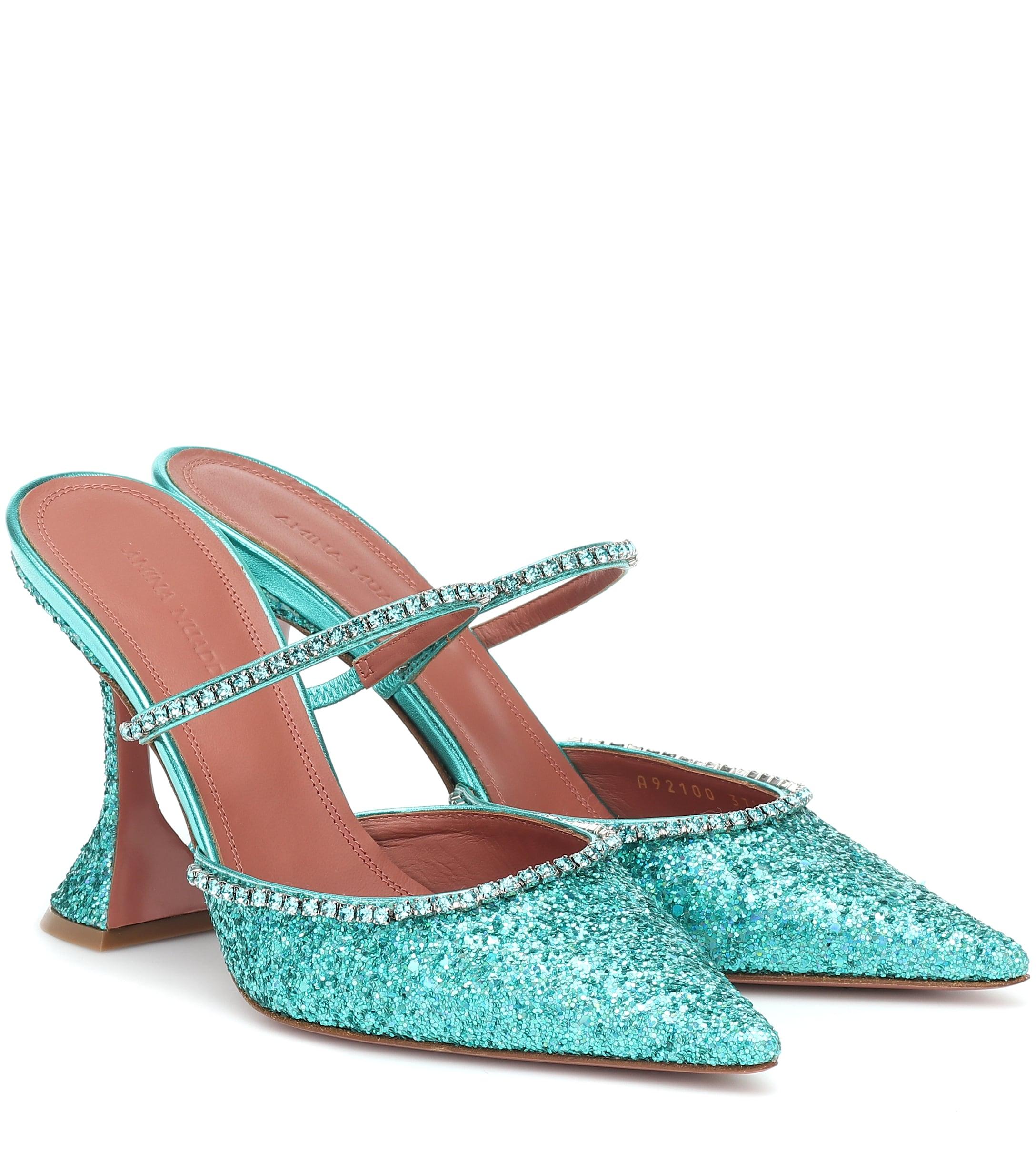 amina muaddi blue heel
