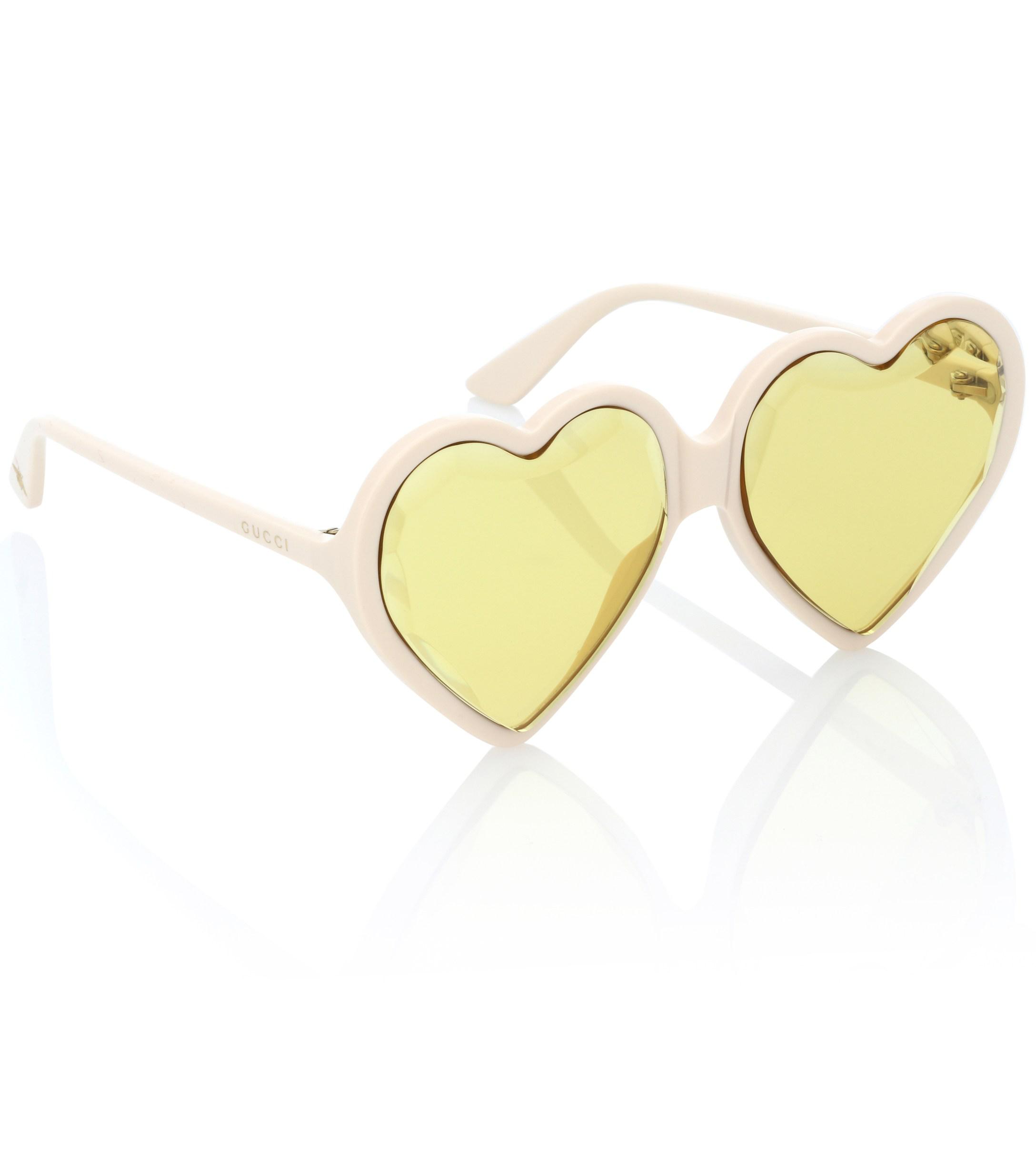 Gucci Synthetic Heart Frame Acetate Sunglasses In Yellow Lyst