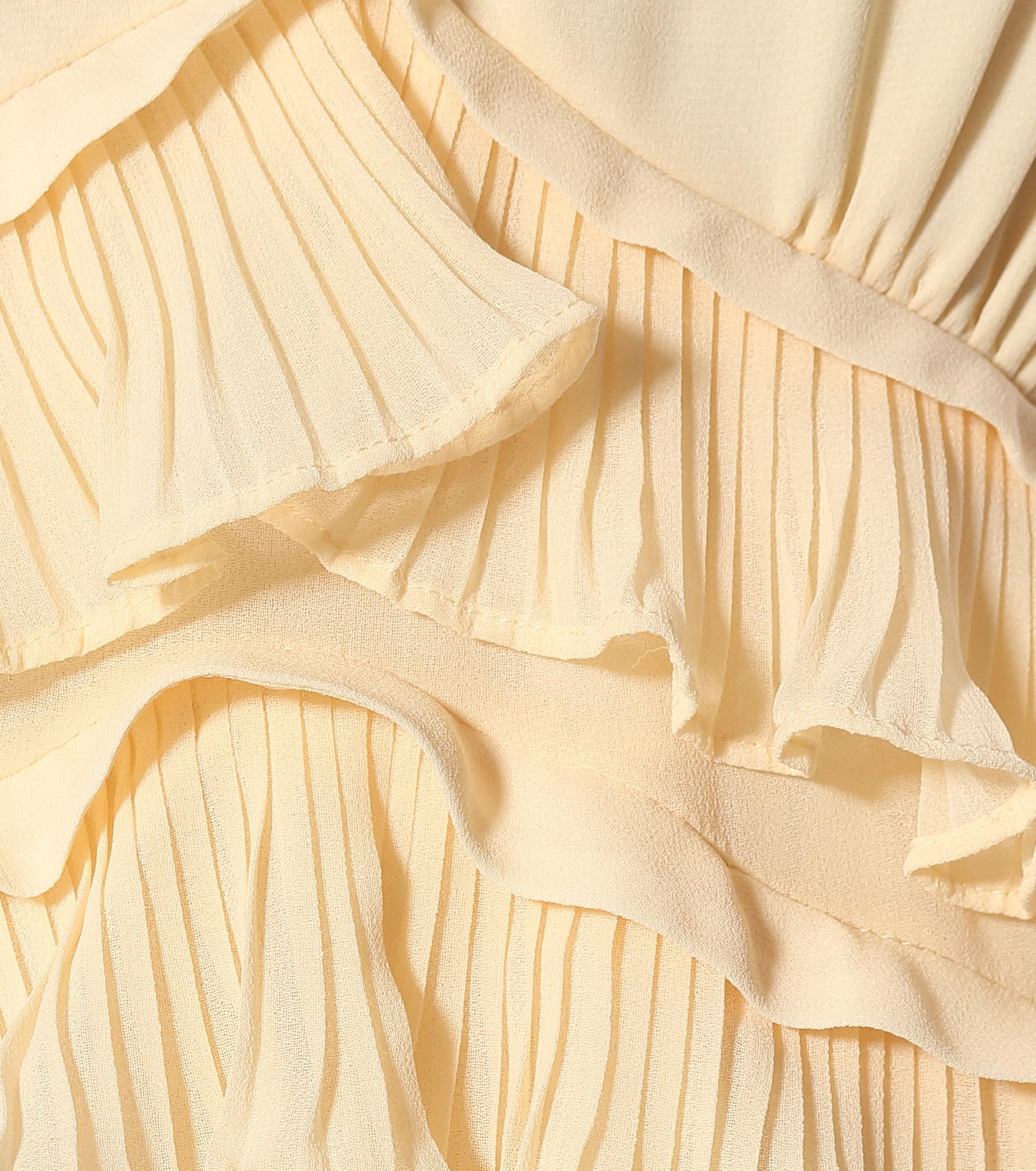self portrait yellow chiffon midi dress