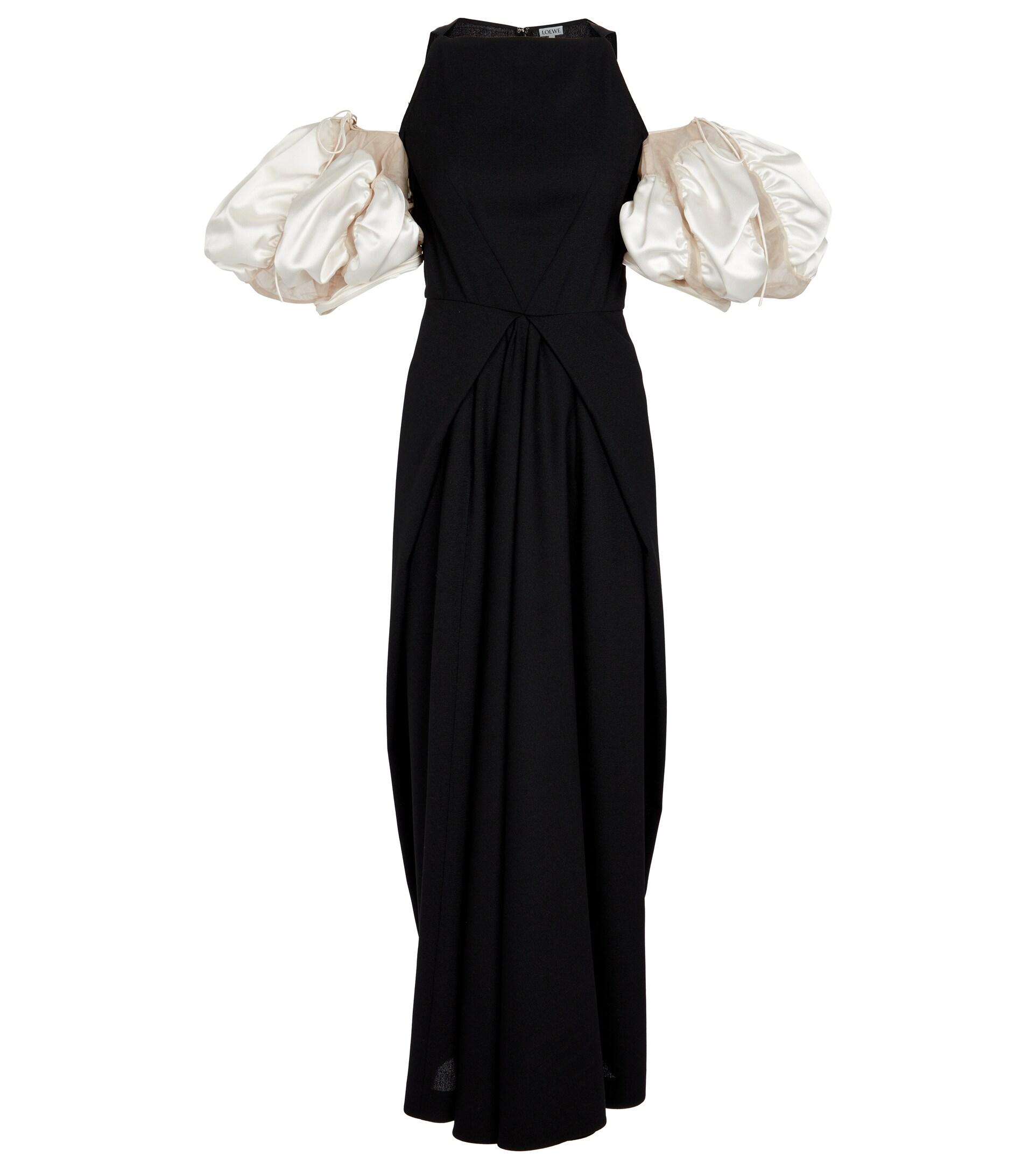 Loewe Wool Crepe Maxi Dress in Black | Lyst