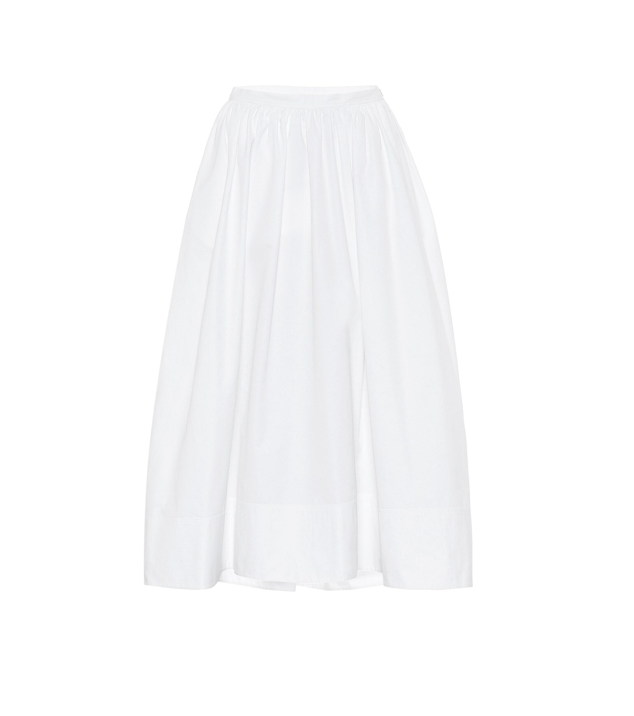 Jil Sander High-rise Cotton-poplin Midi Skirt in White - Lyst