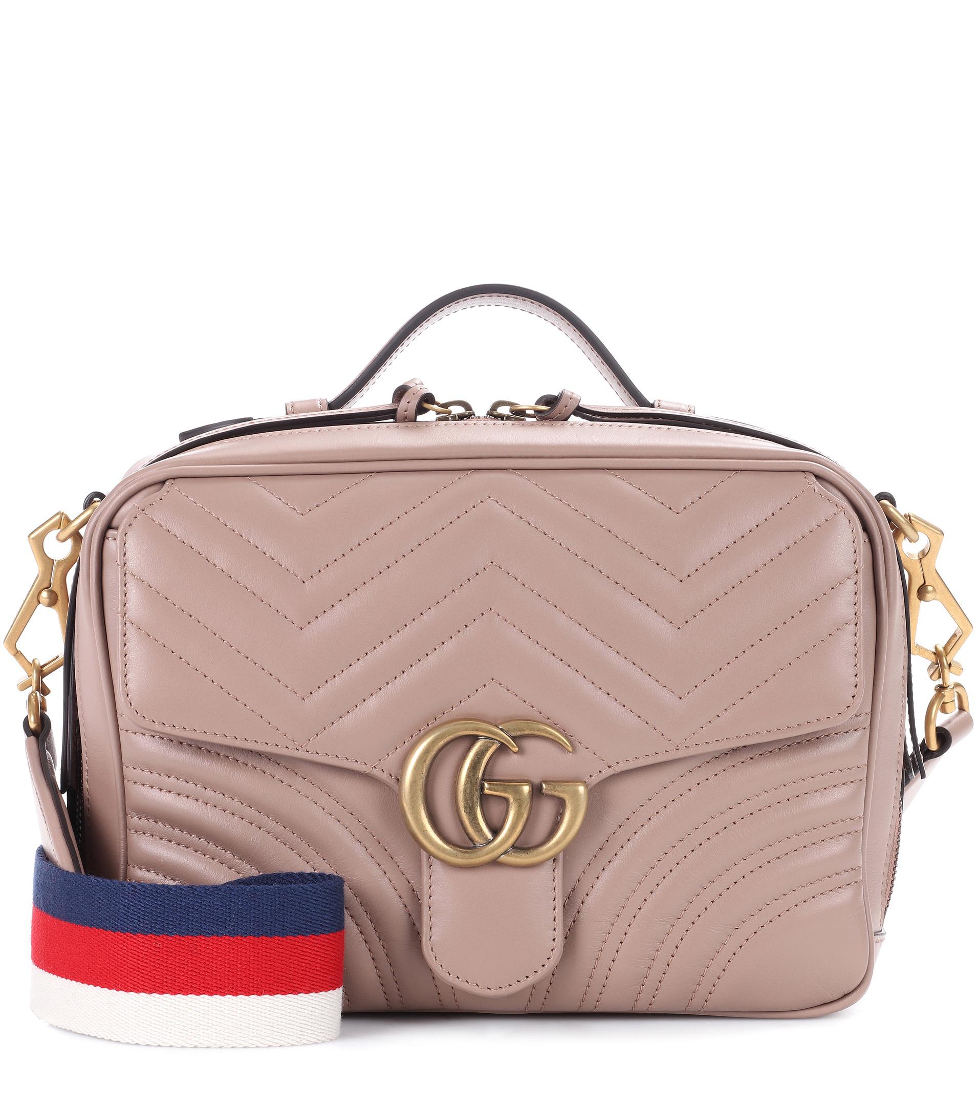 Gucci Gg Marmont Matelassé Leather Shoulder Bag in Natural | Lyst