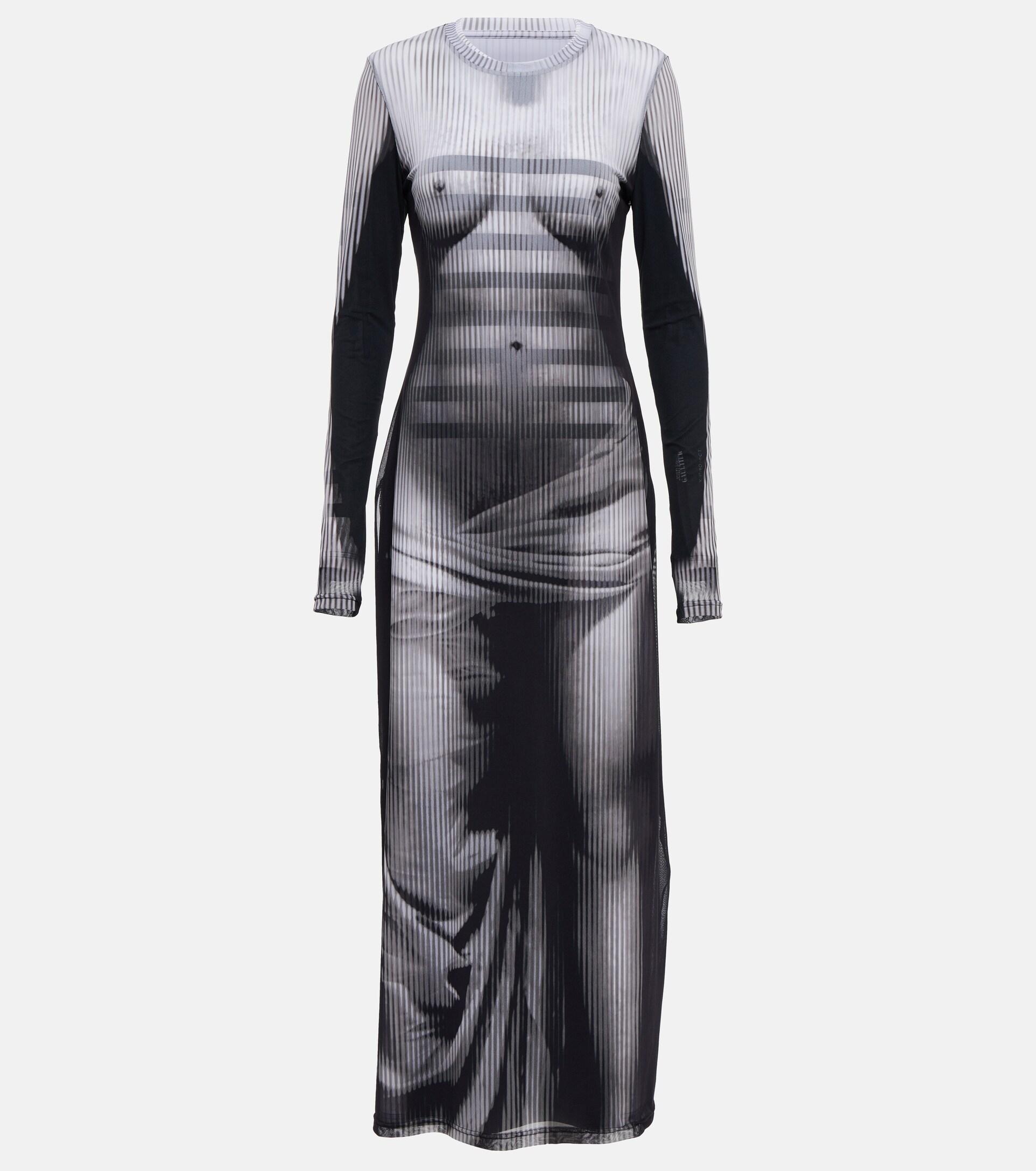 Y. Project X Jean Paul Gaultier Body Morph Mesh Maxi Dress in Gray | Lyst