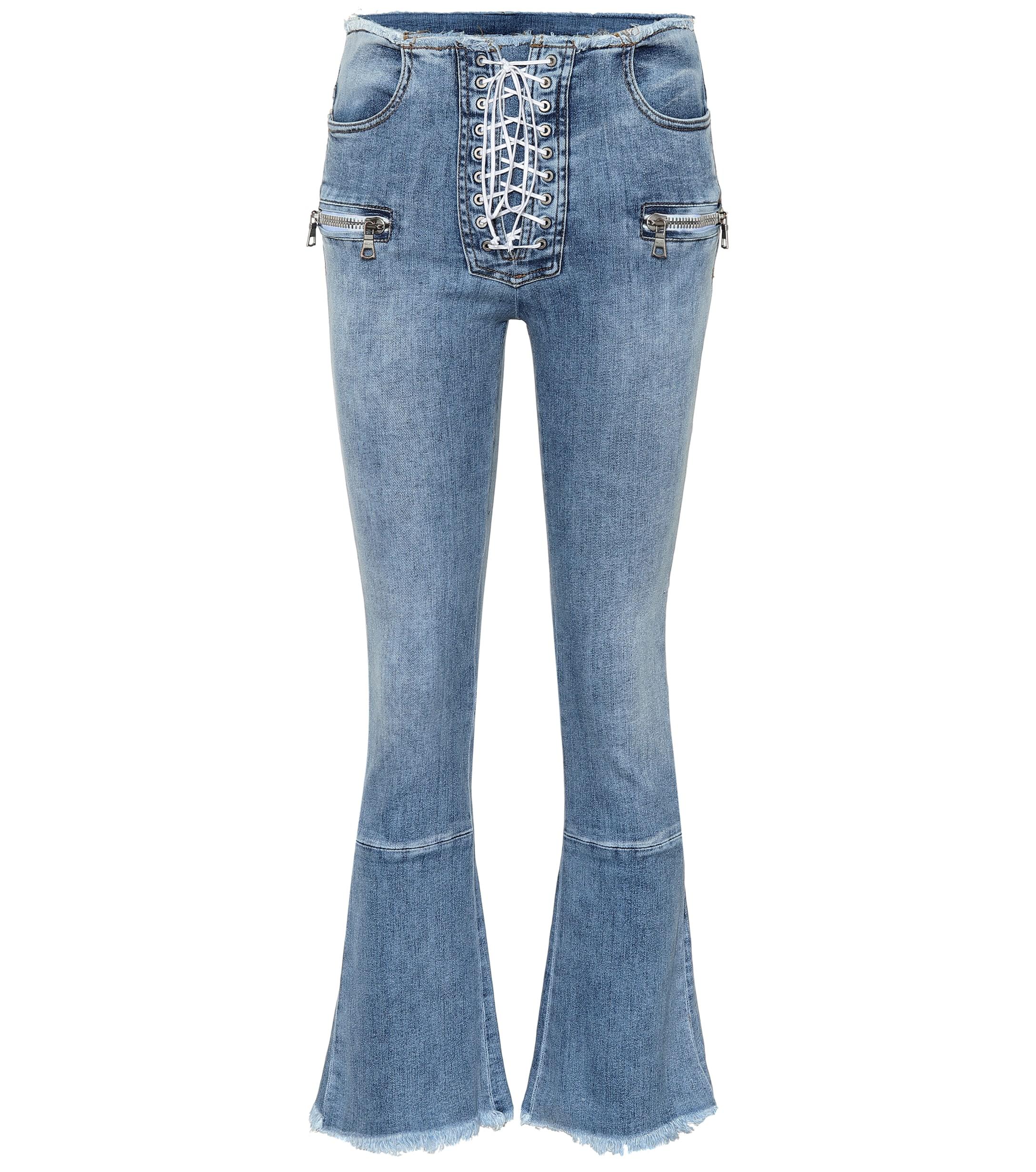 Unravel Project Denim Lace-up Mid-rise Kick-flare Jeans in Indigo (Blue ...