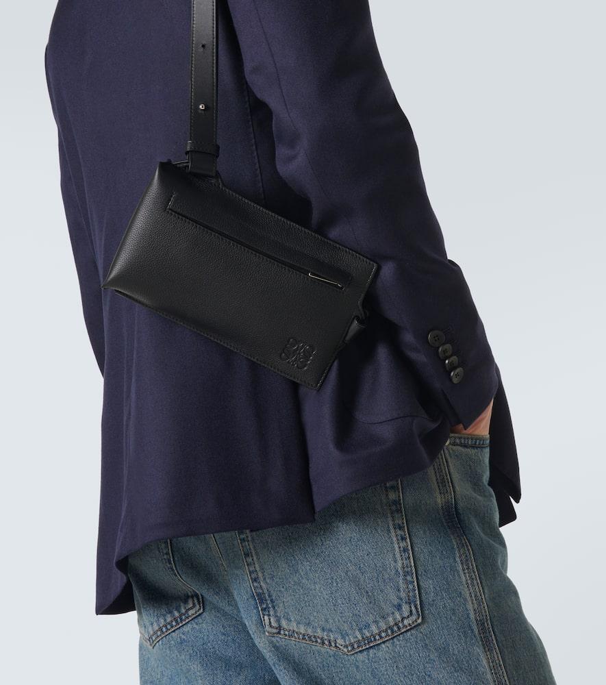 Loewe Vertical T Pocket Grained Leather Belt Bag in Black