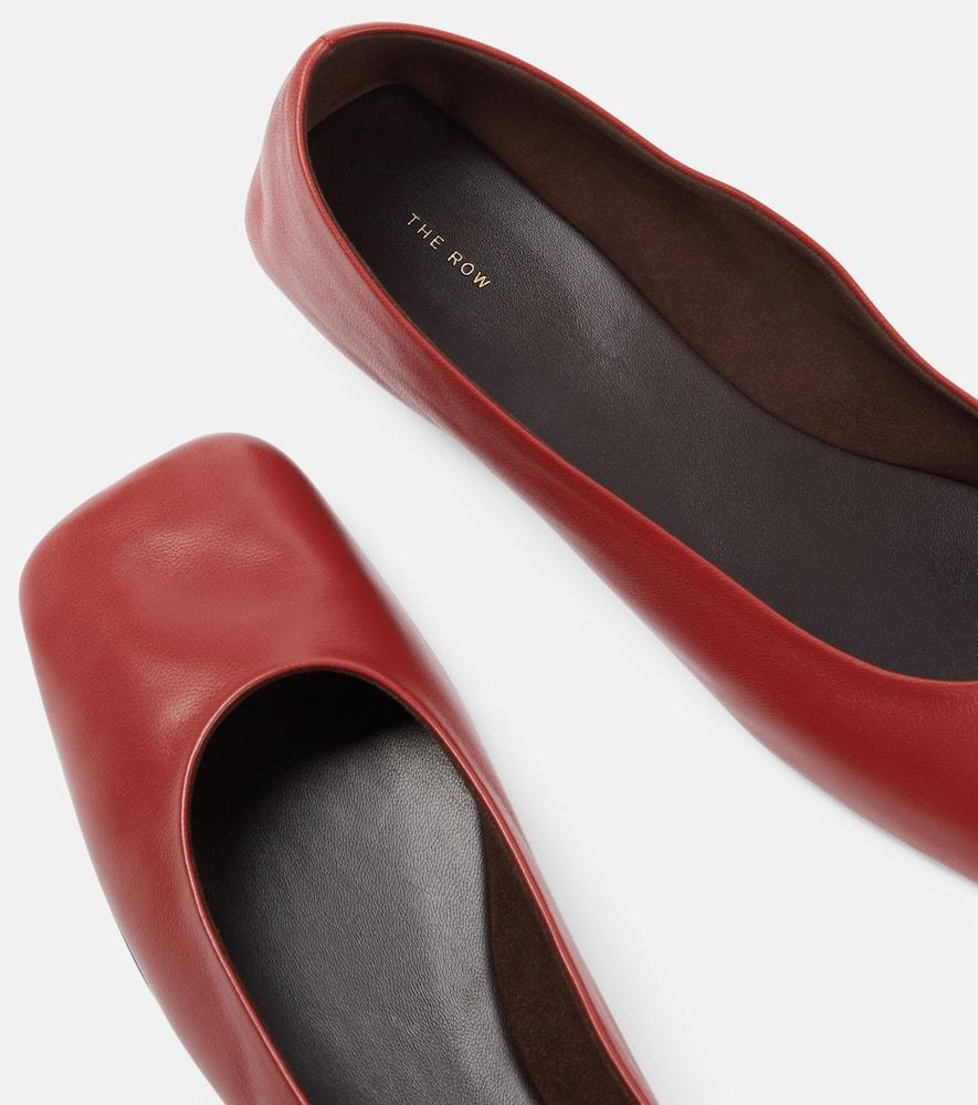 The Row Square Leather Ballet Flats in Red | Lyst