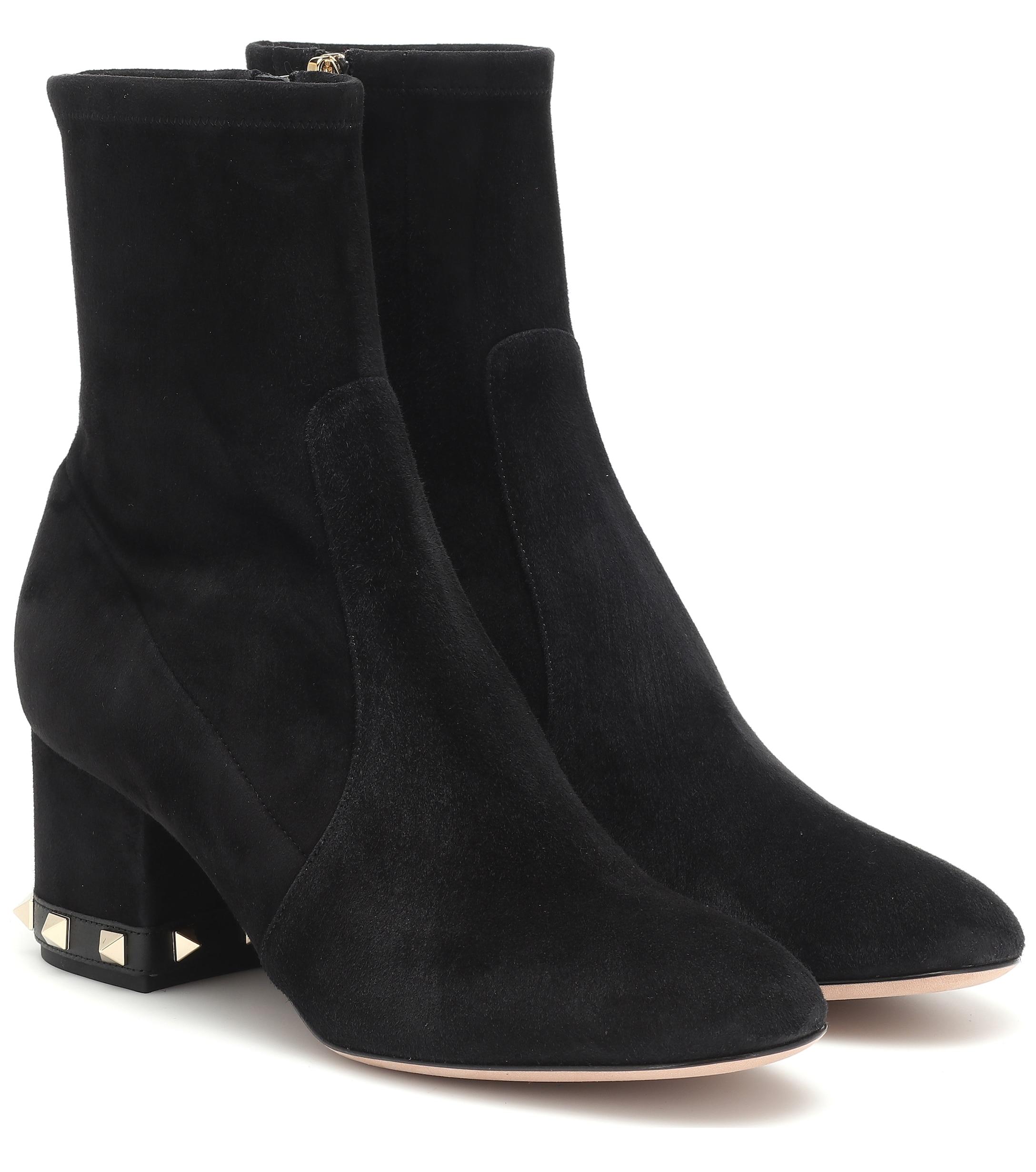 Valentino Leather Rockstud Suede Ankle Boots in Black - Save 27% - Lyst