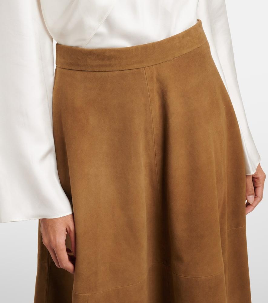 Oasis Brown Suede Pleated Skirt Skirts Brown Suedette Pleated Mini