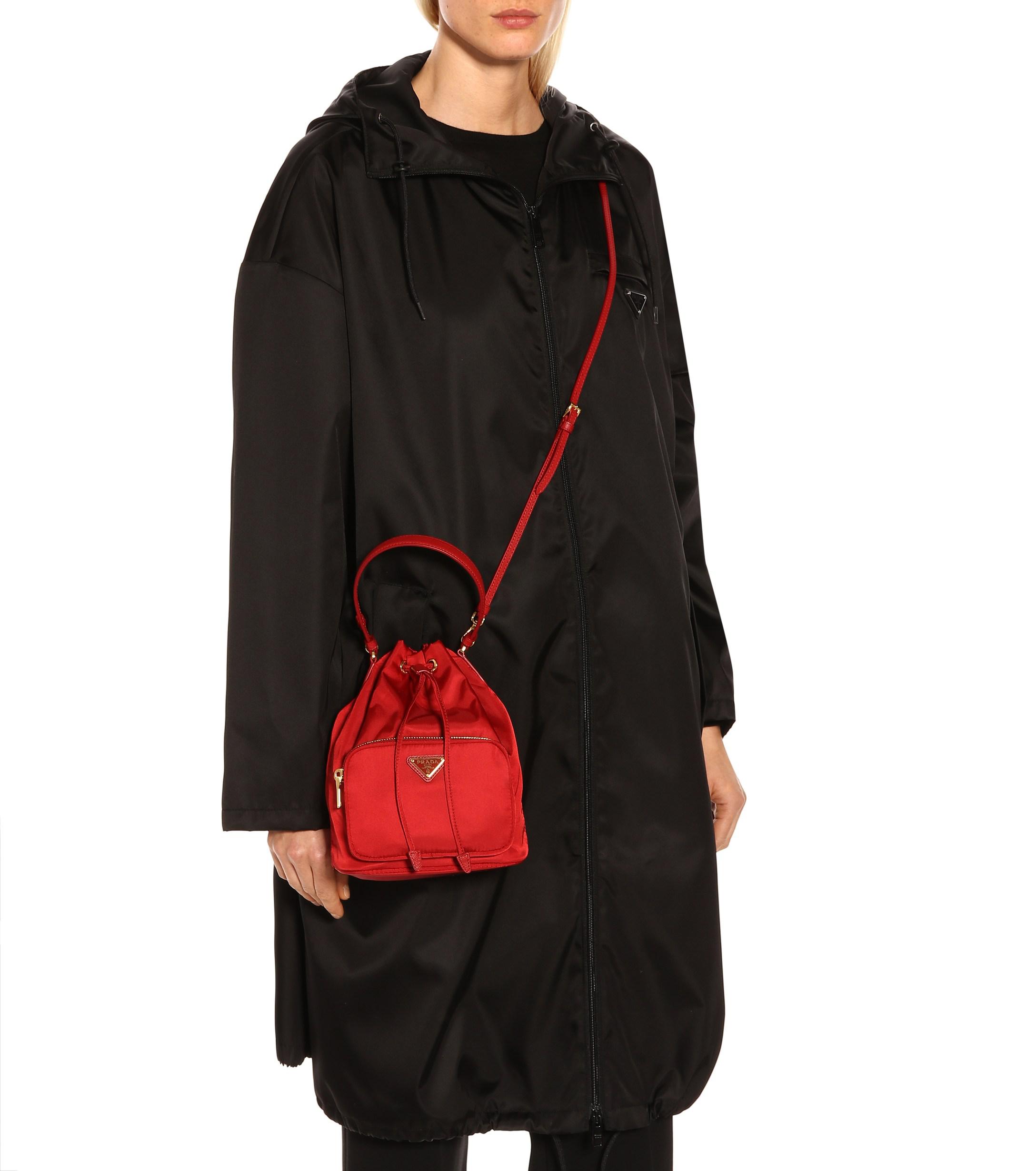prada bucket bag red