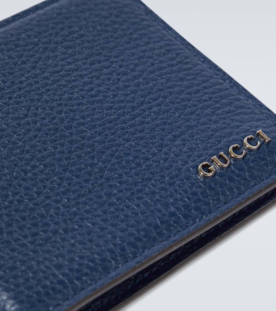 Gucci Logo Leather Bifold Wallet in Blue for Men | Lyst
