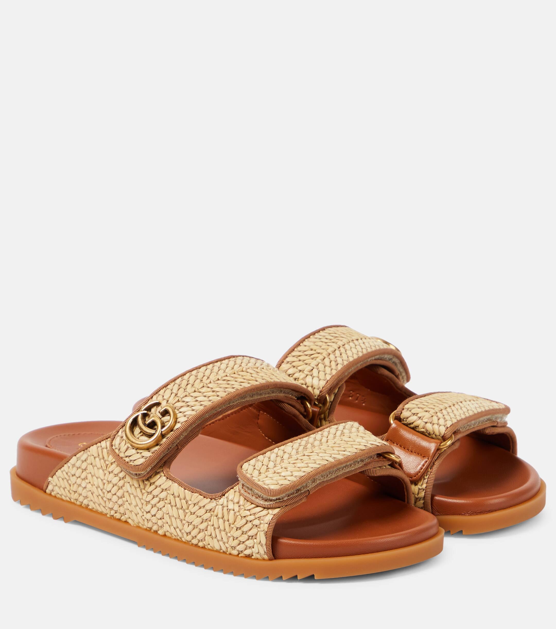 Raffia gucci slides best sale