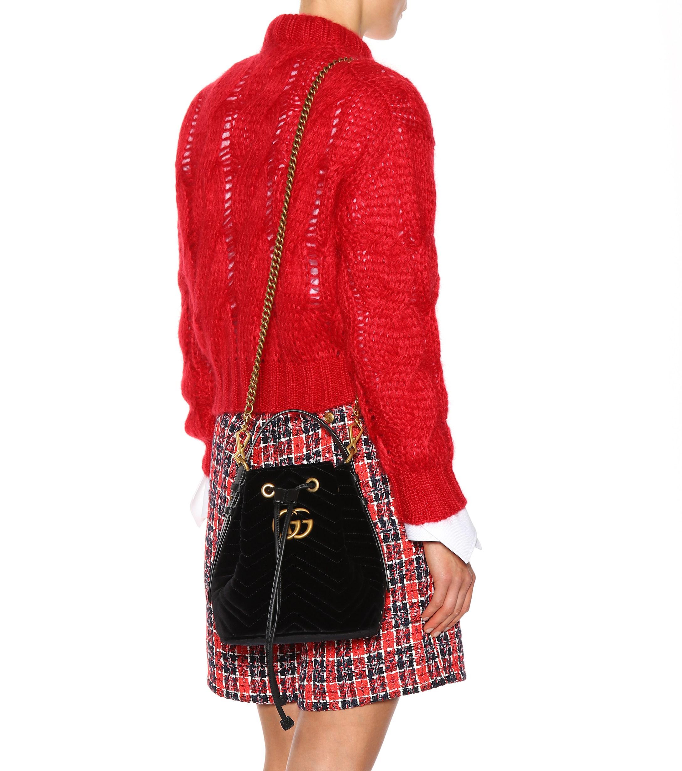 Gg marmont velvet bucket bag hotsell