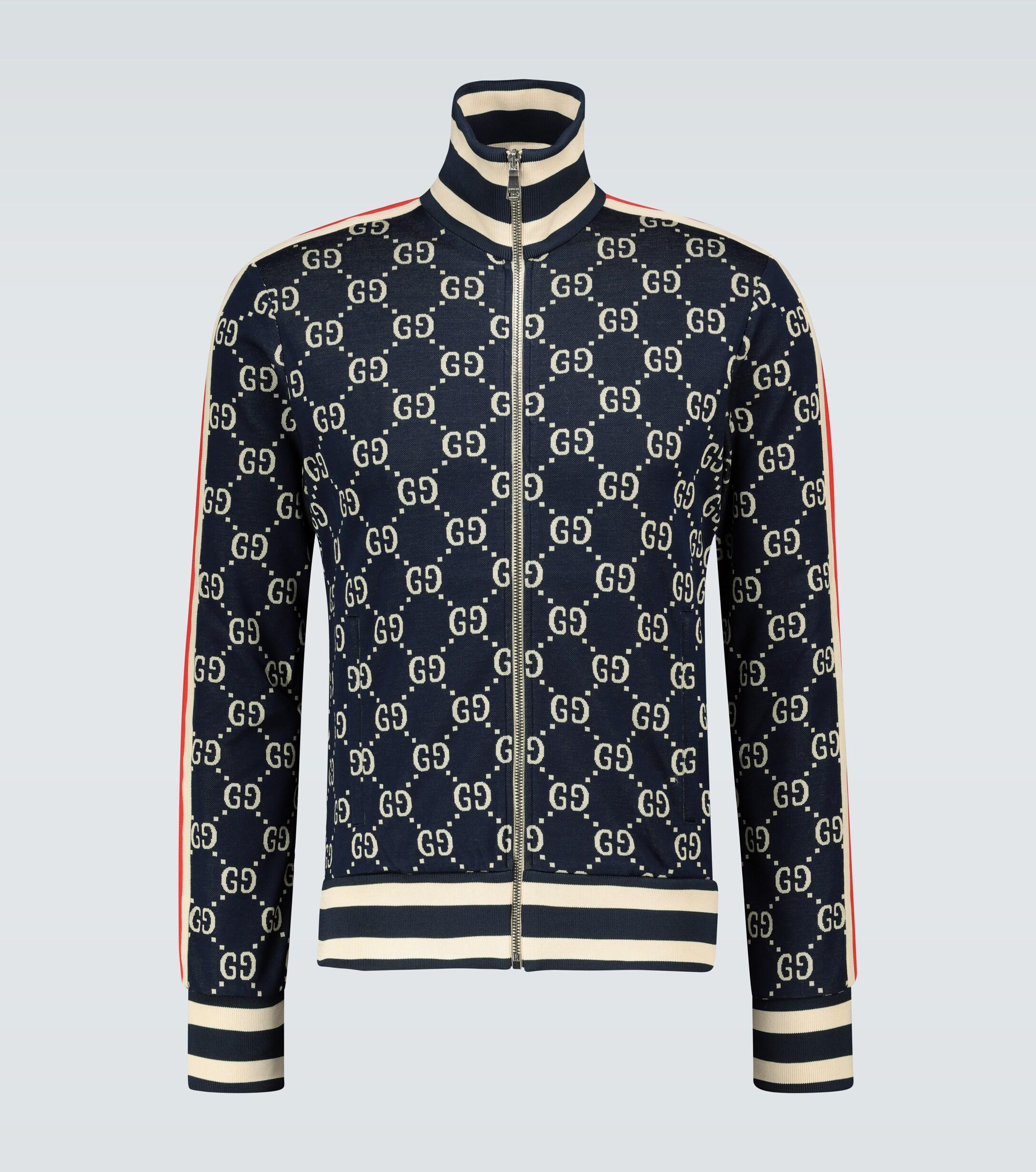 Gucci GG Jacquard Zipped Jacket in Blue for Men - Lyst