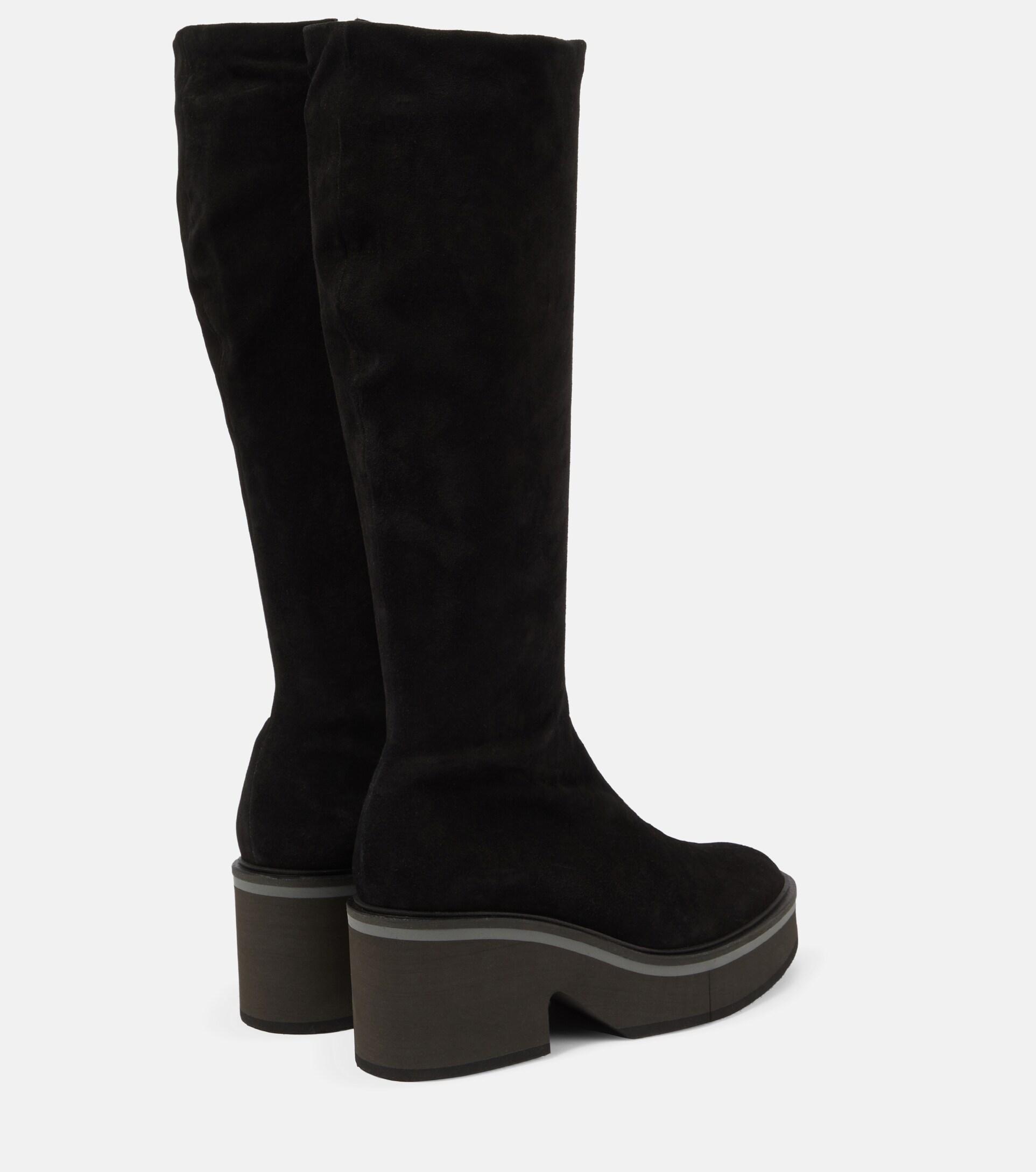 Robert Clergerie Anki Suede Knee-high Boots in Black | Lyst