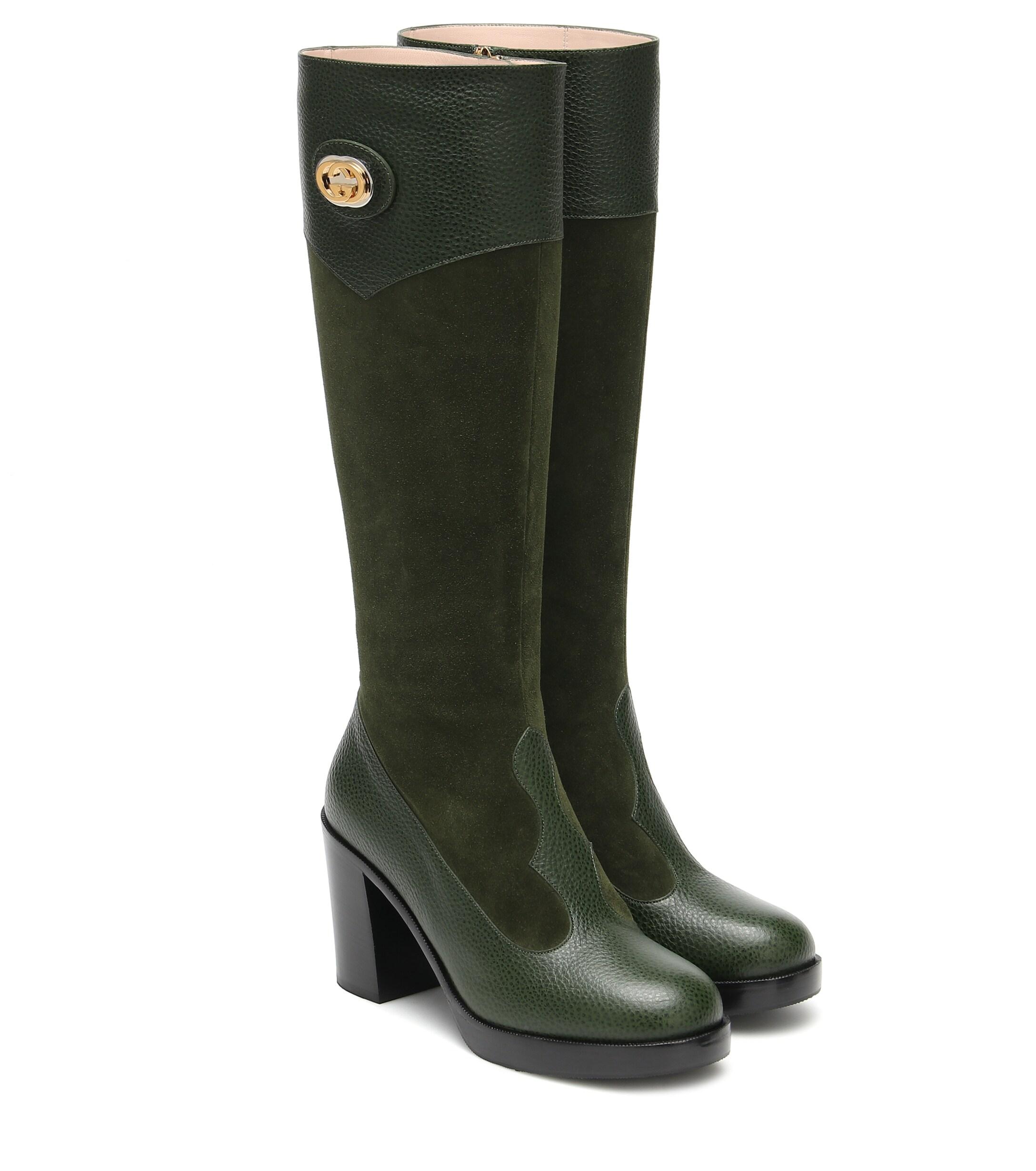 Gucci Leather Kneehigh Boots in Green Lyst