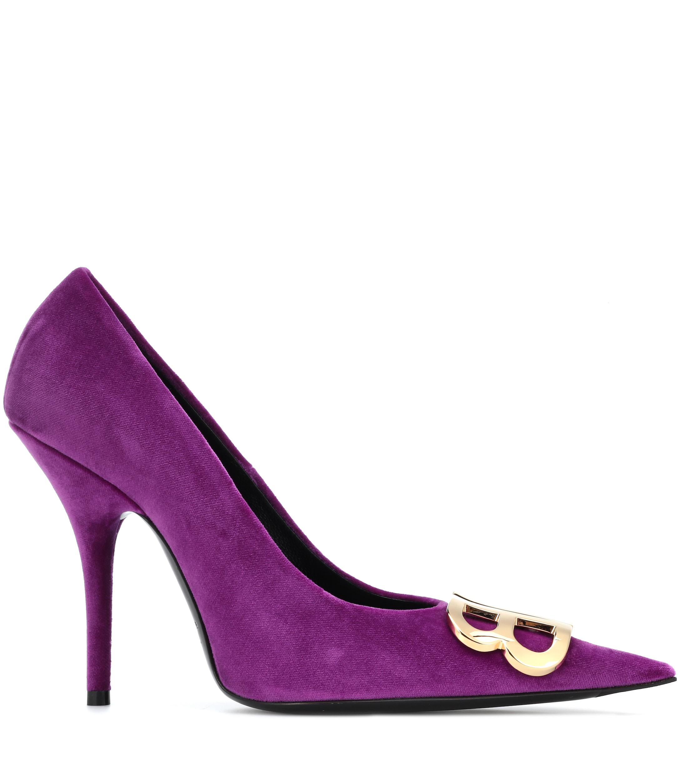 Balenciaga Bb Velvet Pumps in Purple - Lyst