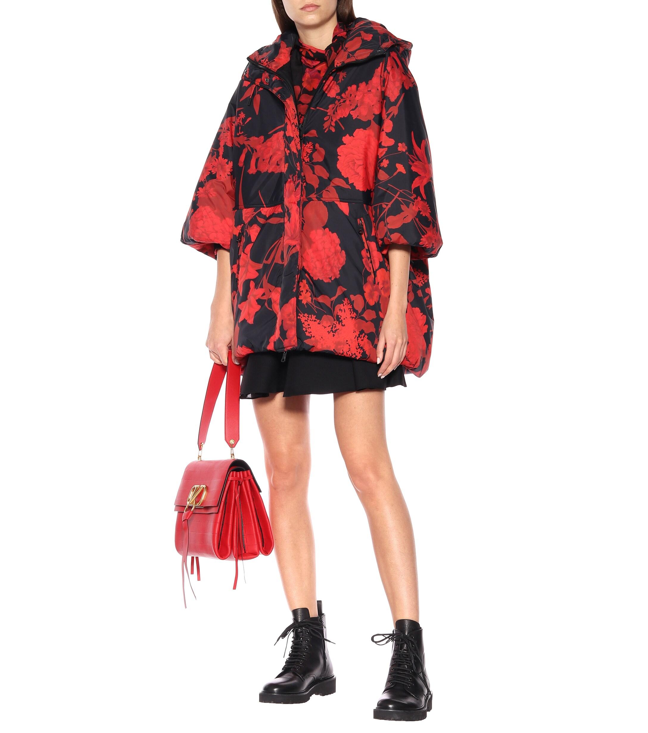 red floral coat