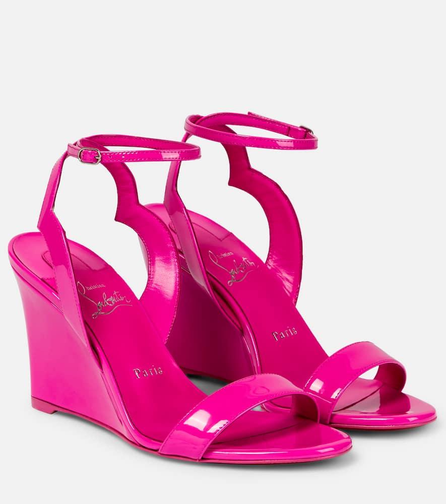 Christian Louboutin Patent Leather Wedge Sandals in Pink | Lyst UK