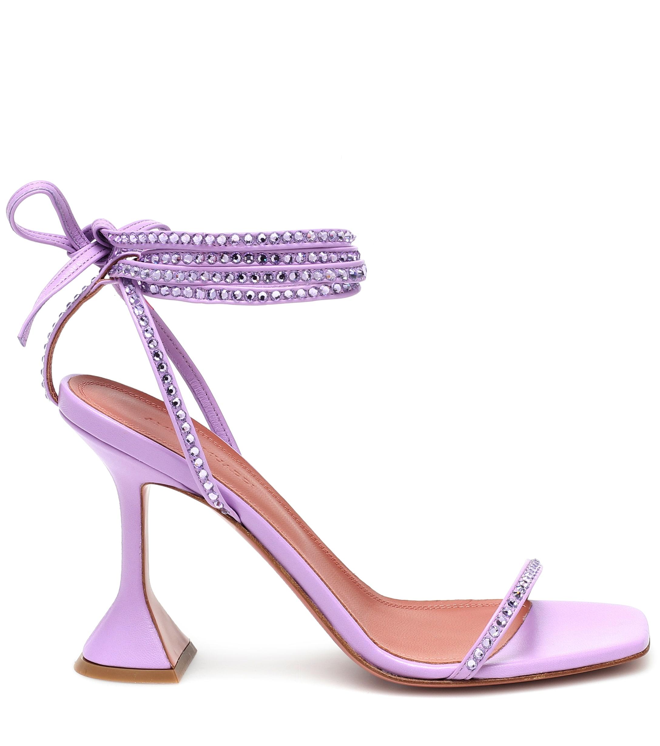 amina muaddi purple shoes