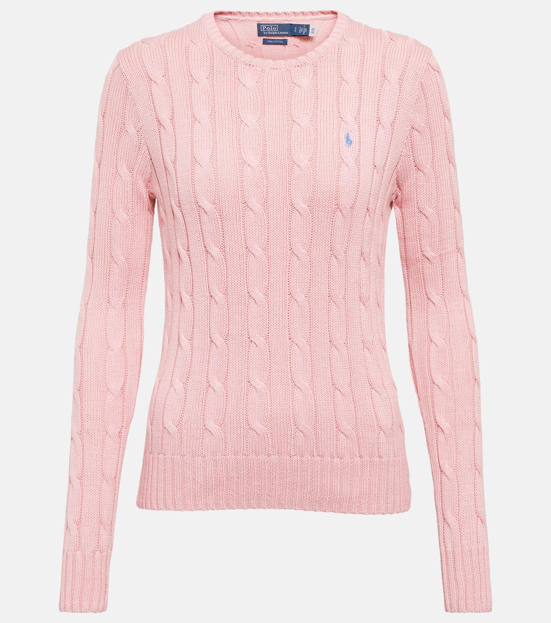 Polo Ralph Lauren Cableknit Cotton Sweater in Pink Lyst