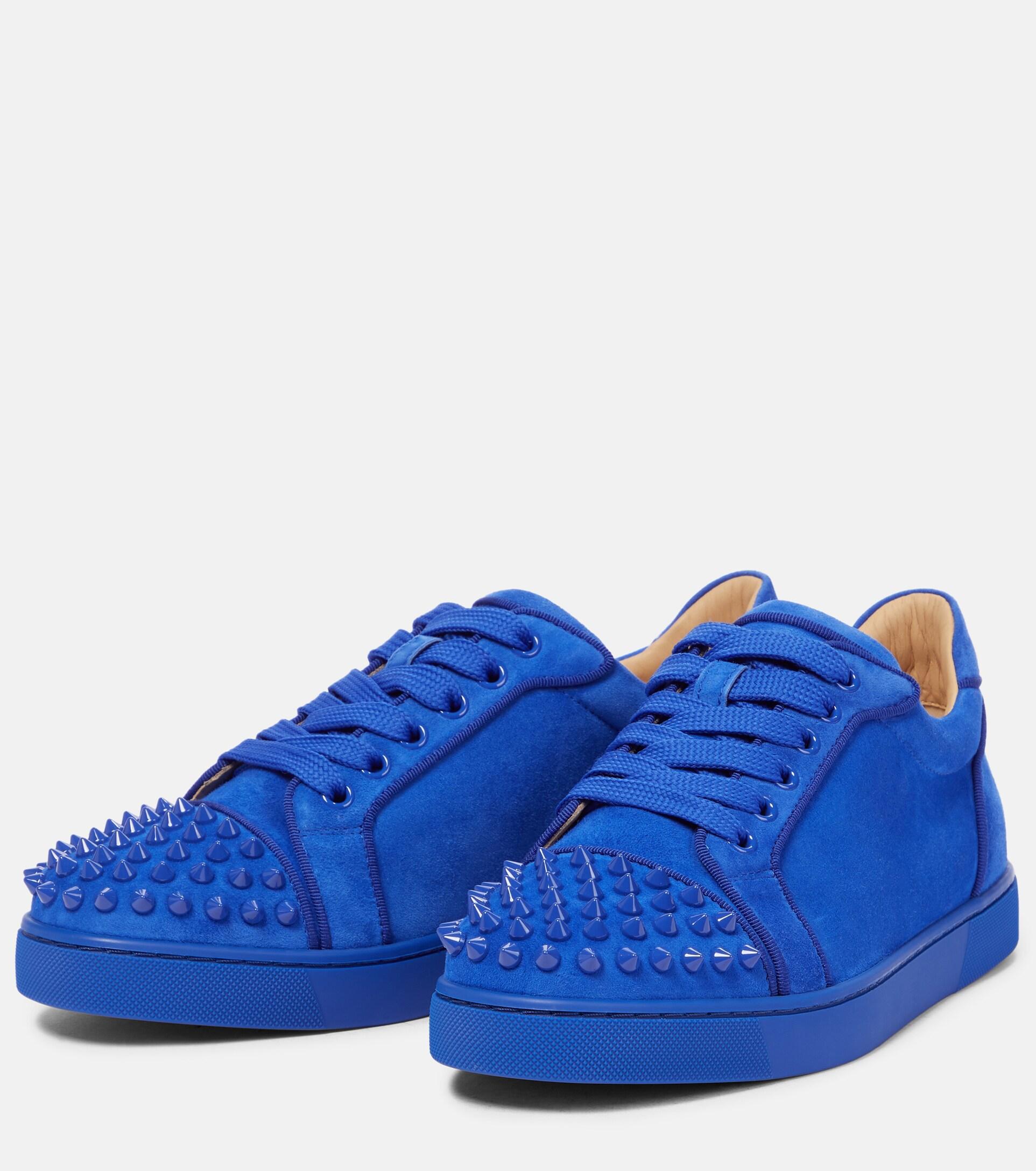 Christian Louboutin Vieira Spikes Suede Sneakers in Blue Lyst