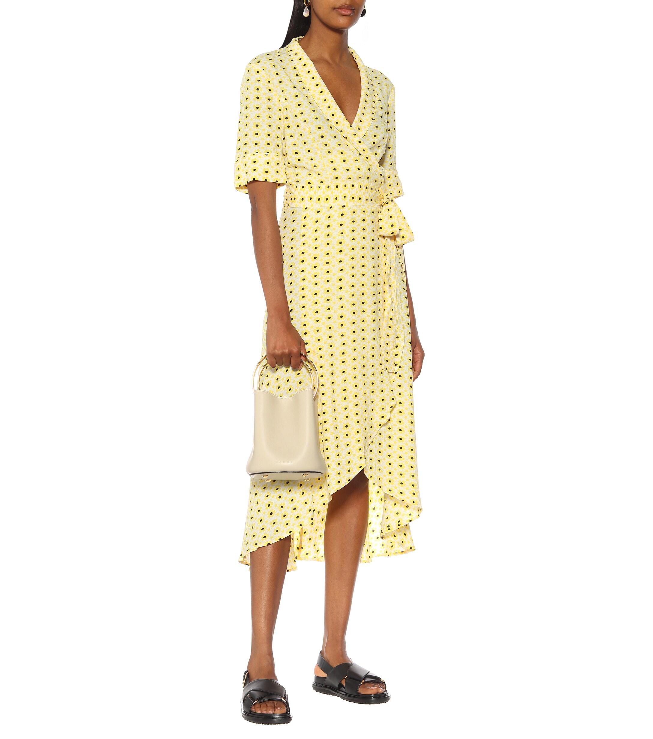 yellow wrap dress midi Big sale - OFF 62%
