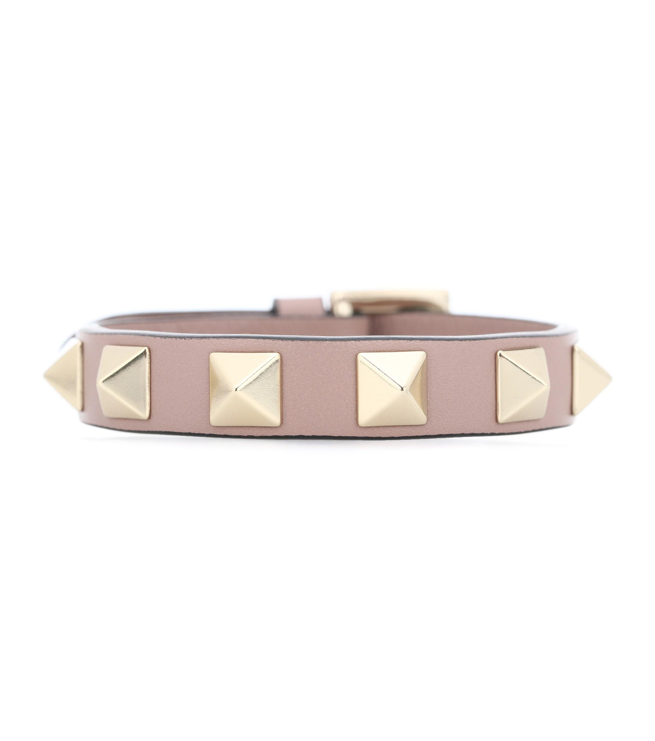 Valentino Garavani Rockstud Leather Bracelet in Pink Lyst