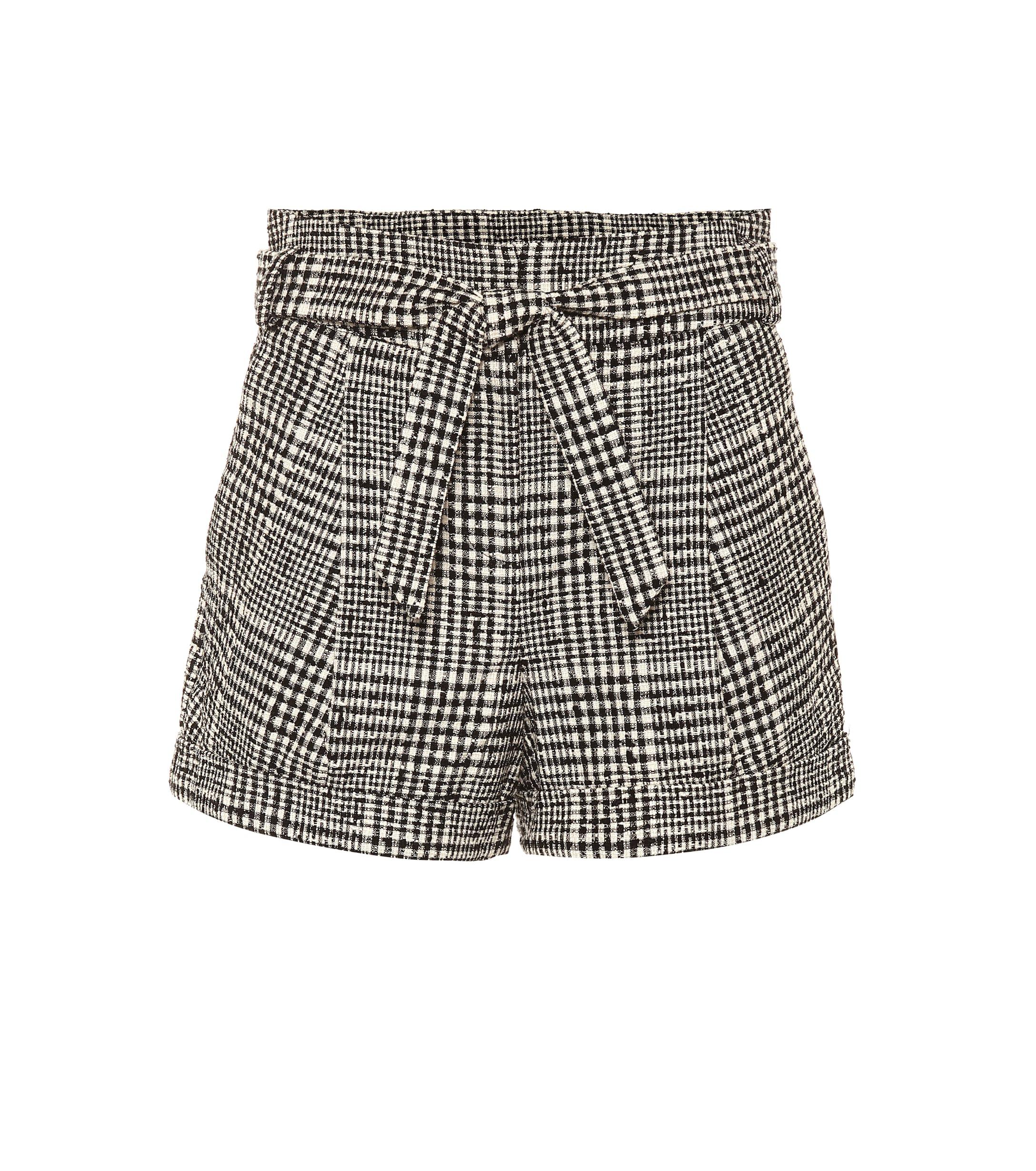 Veronica Beard Belted Check Cotton Shorts in Black/White (Black) - Save ...