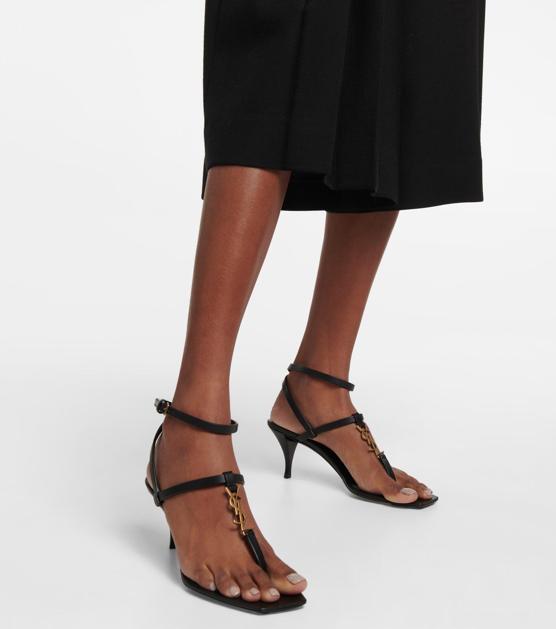 Saint laurent cassandra leather sandal hot sale