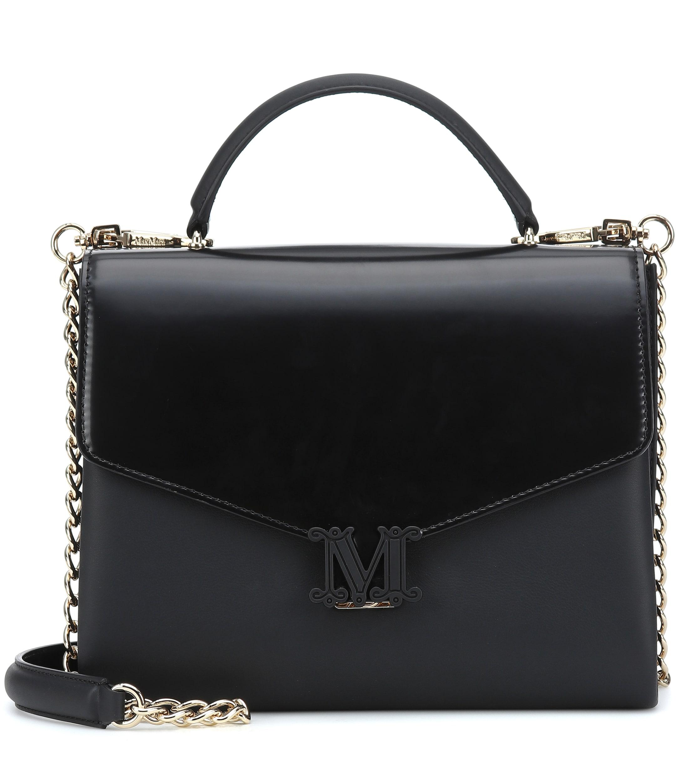 Max Mara Linda Medium Leather Shoulder Bag in Black - Lyst