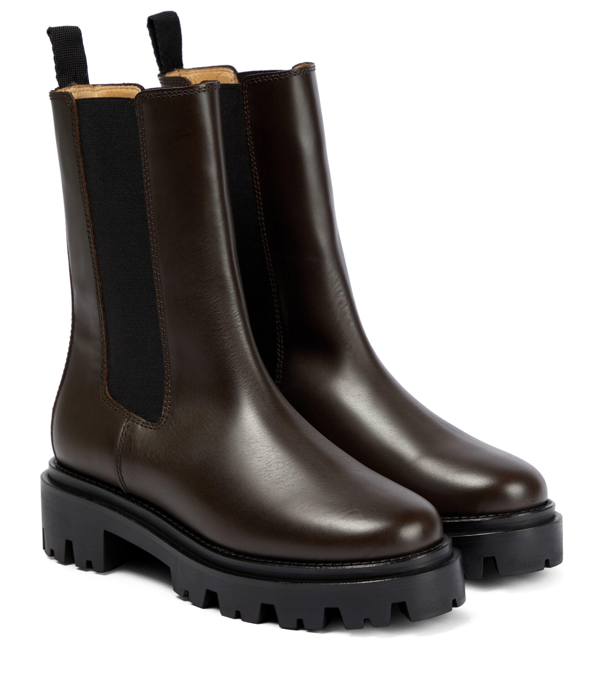 Isabel Marant Celae Leather Chelsea Boots in Bronze (Black) | Lyst