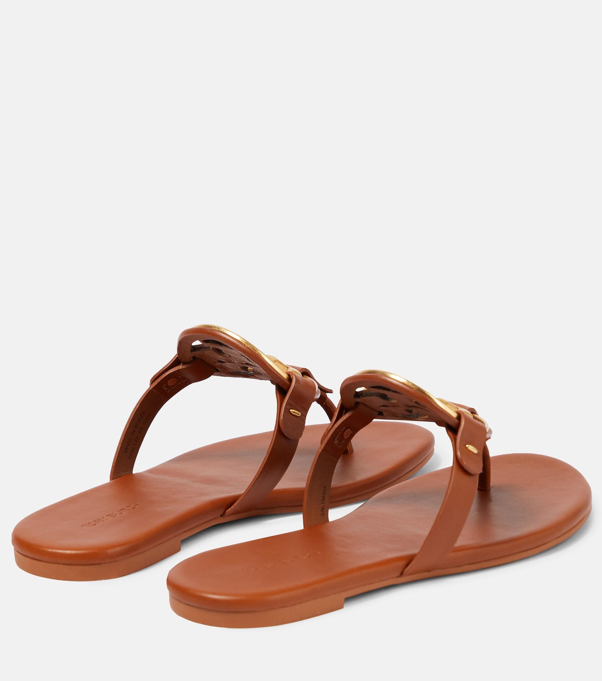 Tory Burch Metal Miller Soft Leather Sandals in Brown | Lyst