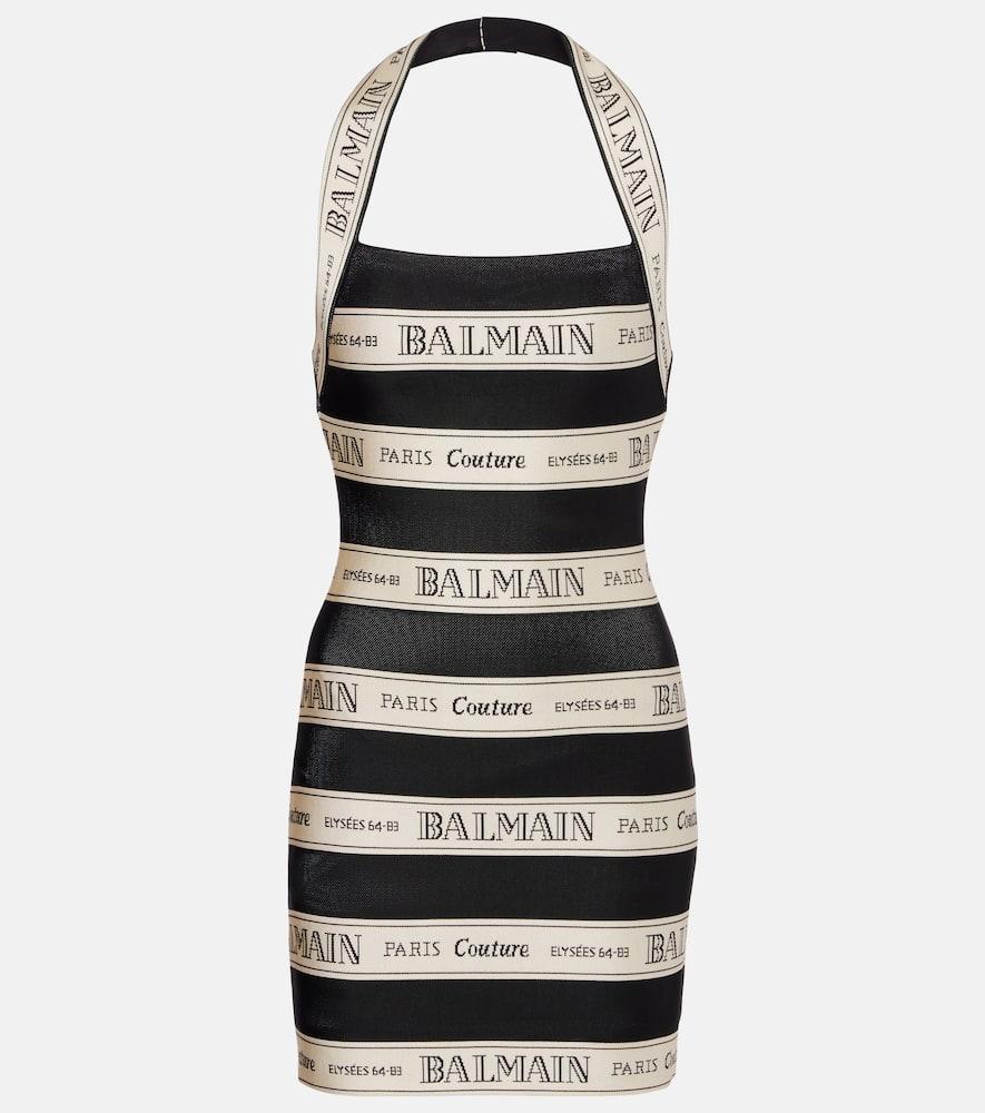 ワンピース BALMAIN HALTER NECK GEOMETRIC MINI DRESS (EF0R3088KI32 EJR) Flared halterneck knit dress black - Women | BALMAIN