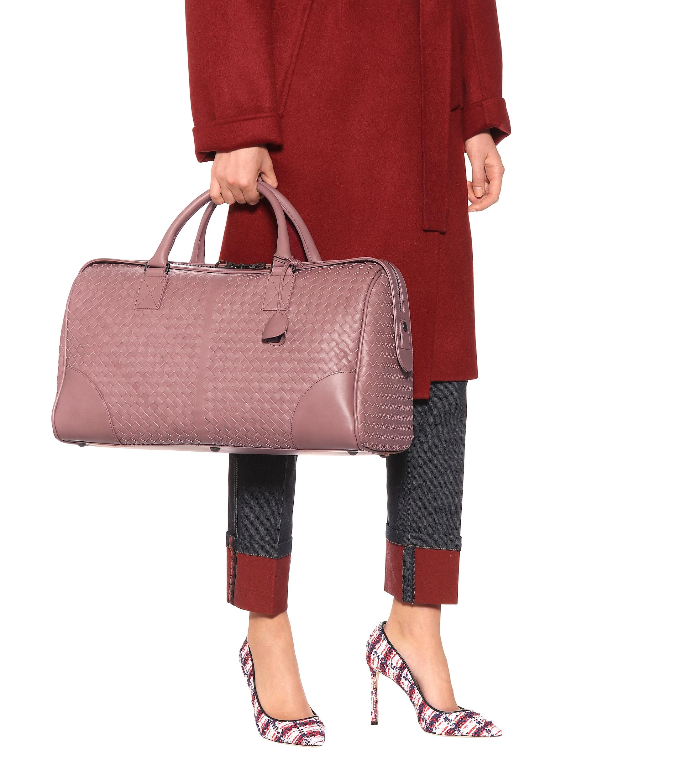 Bottega Leather Travel Bag in Pink Lyst