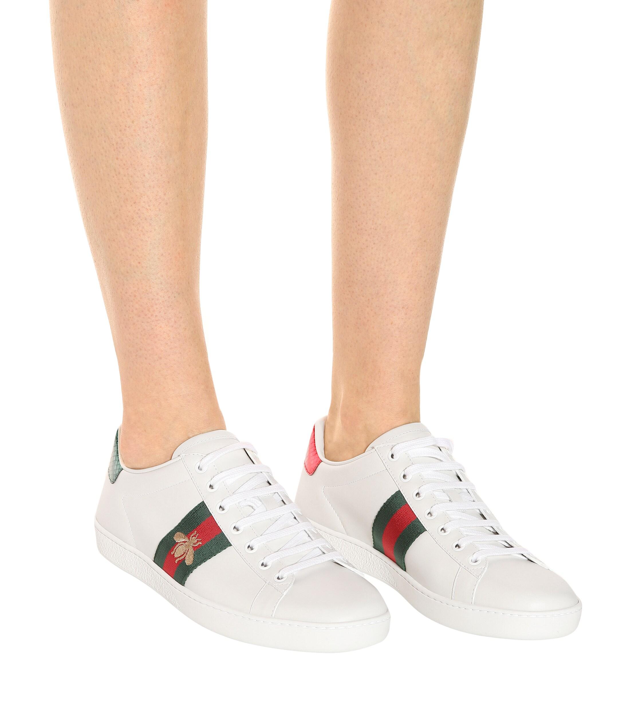 Gucci Leather New Ace Bee Embroidered Sneakers in Soft Sand (White) - Save  34% - Lyst