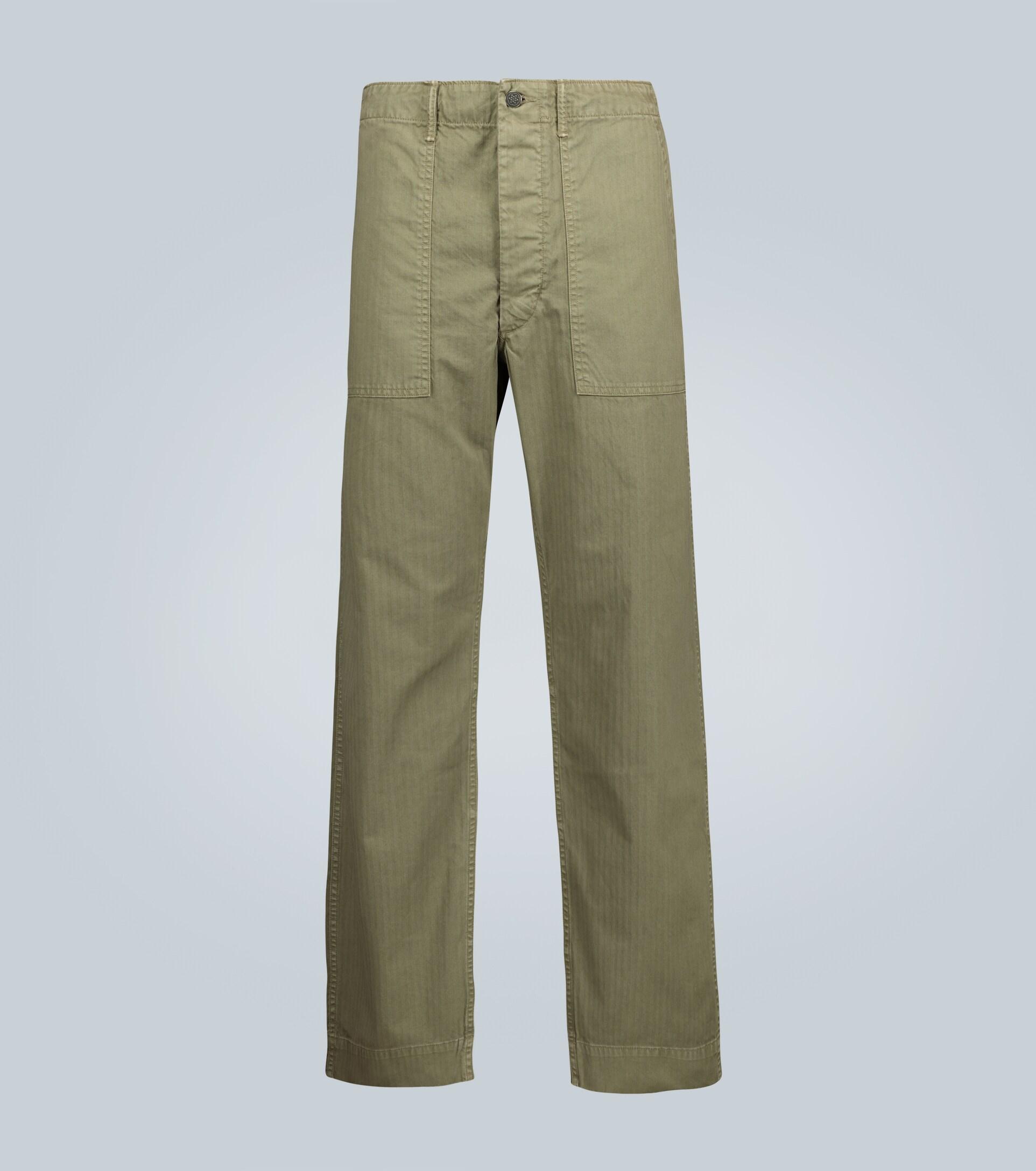 RRL Straight-fit Herringbone Pants in Green for Men | Lyst