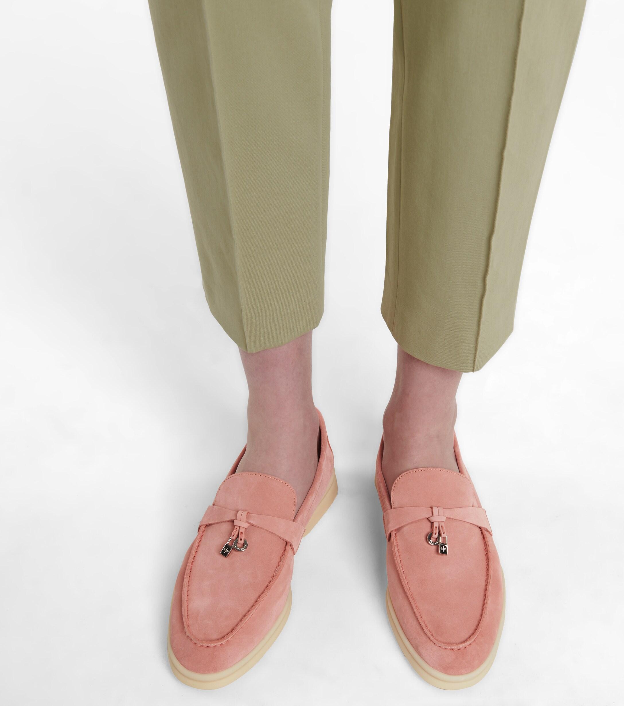 Loro Piana Summer Charms Walk Suede Loafers in Pink - Lyst