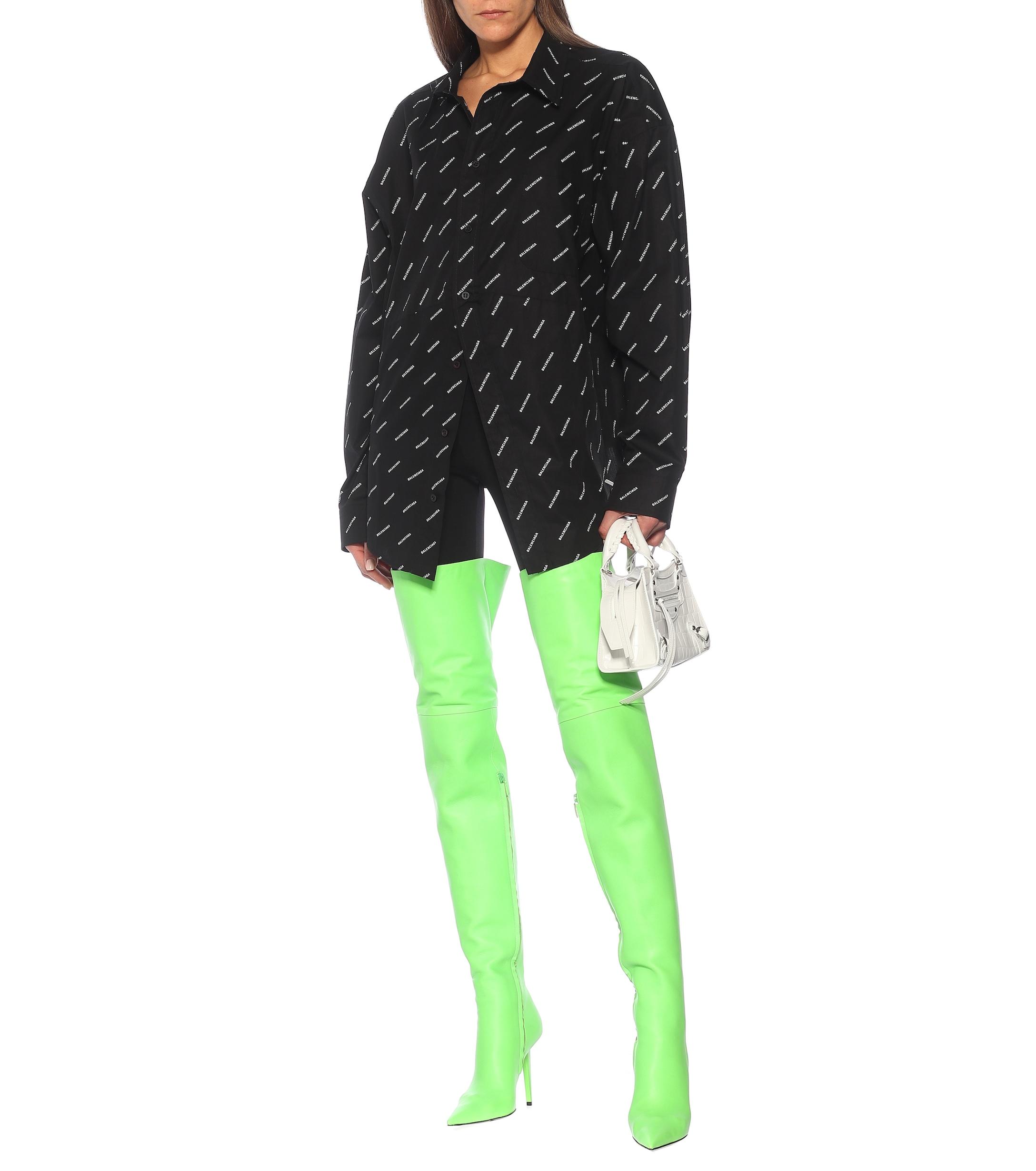 Balenciaga Knife Shark Over-the-knee Leather Boots in Green | Lyst