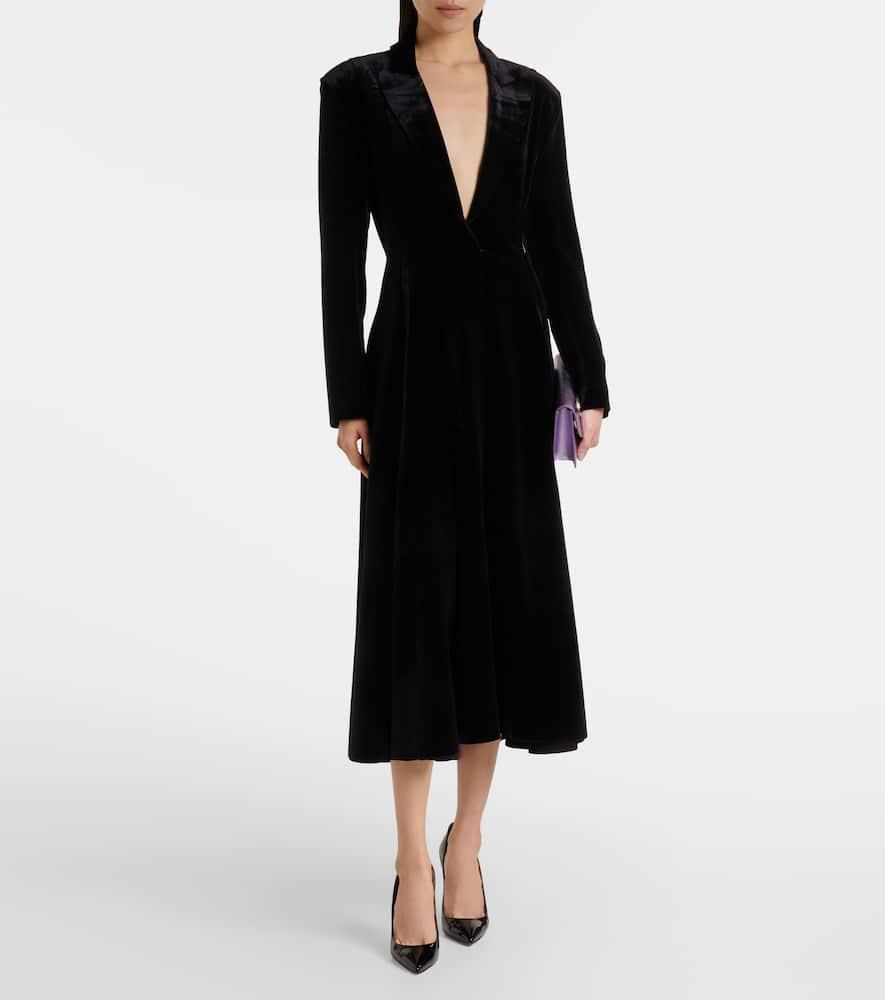 rhode black velvet dress Halter Neck Flounce Sleeve Sparkly Mesh Dress, Black / XS main image 0