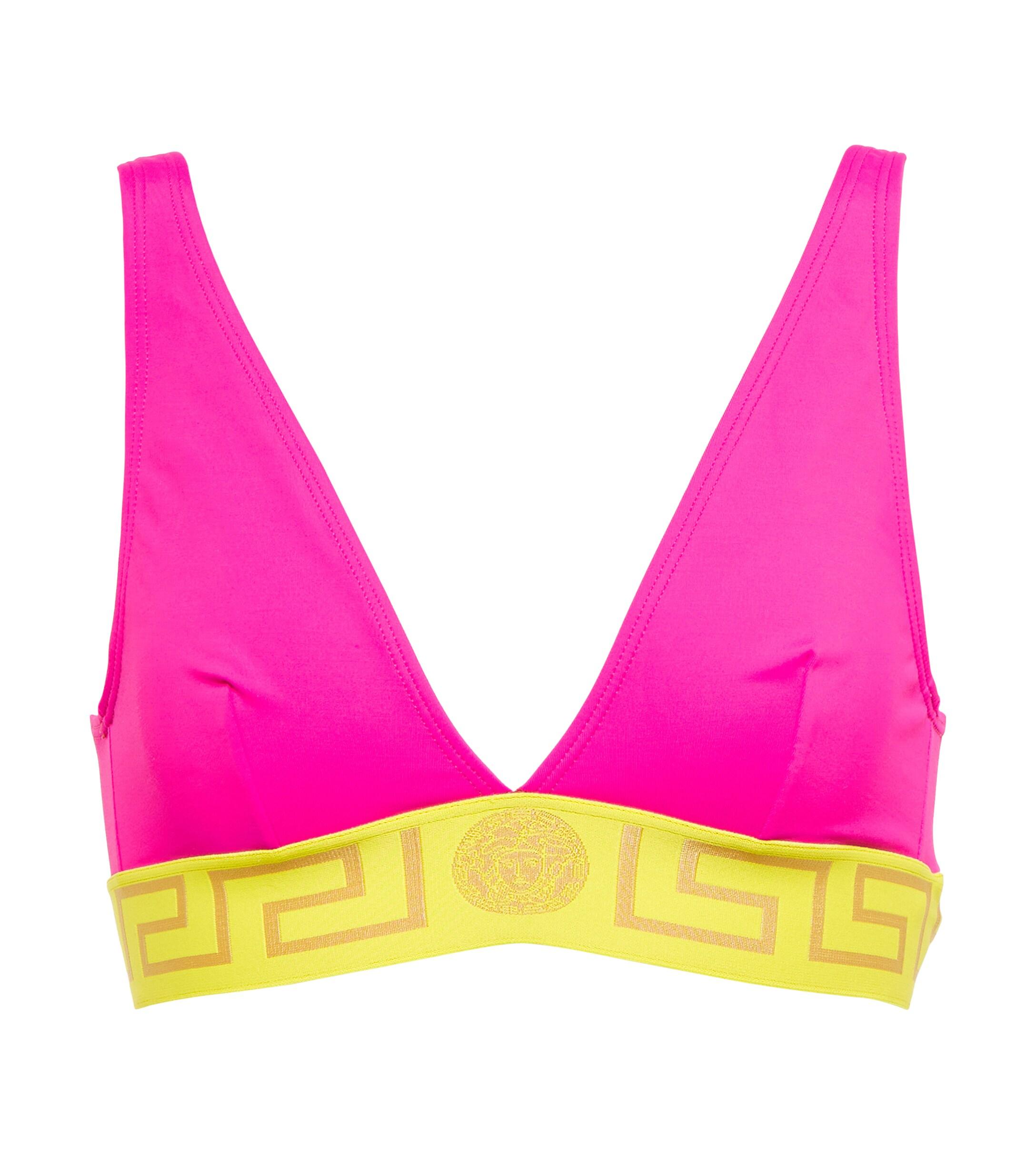 Versace Synthetic Greca Triangle Bikini Top in Pink | Lyst UK