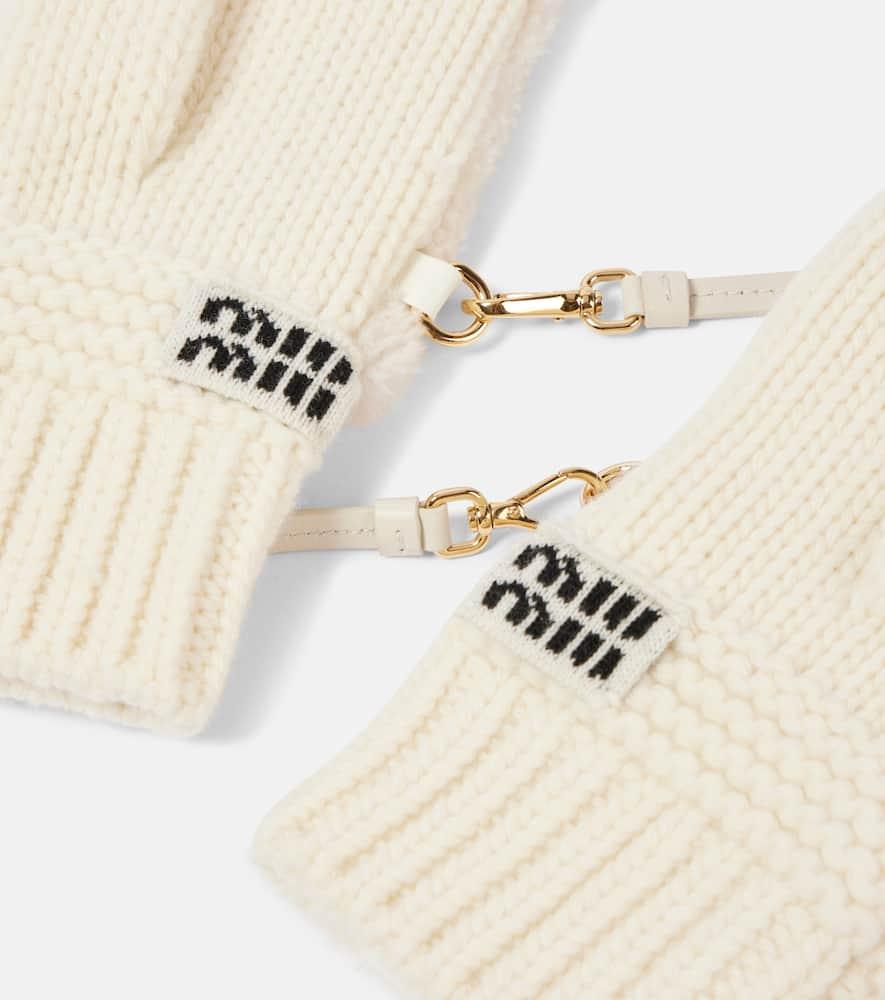 MIU MIU ウール手袋 Mサイズ ホワイト MIU MIU ウール手袋 Mサイズ ホワイト